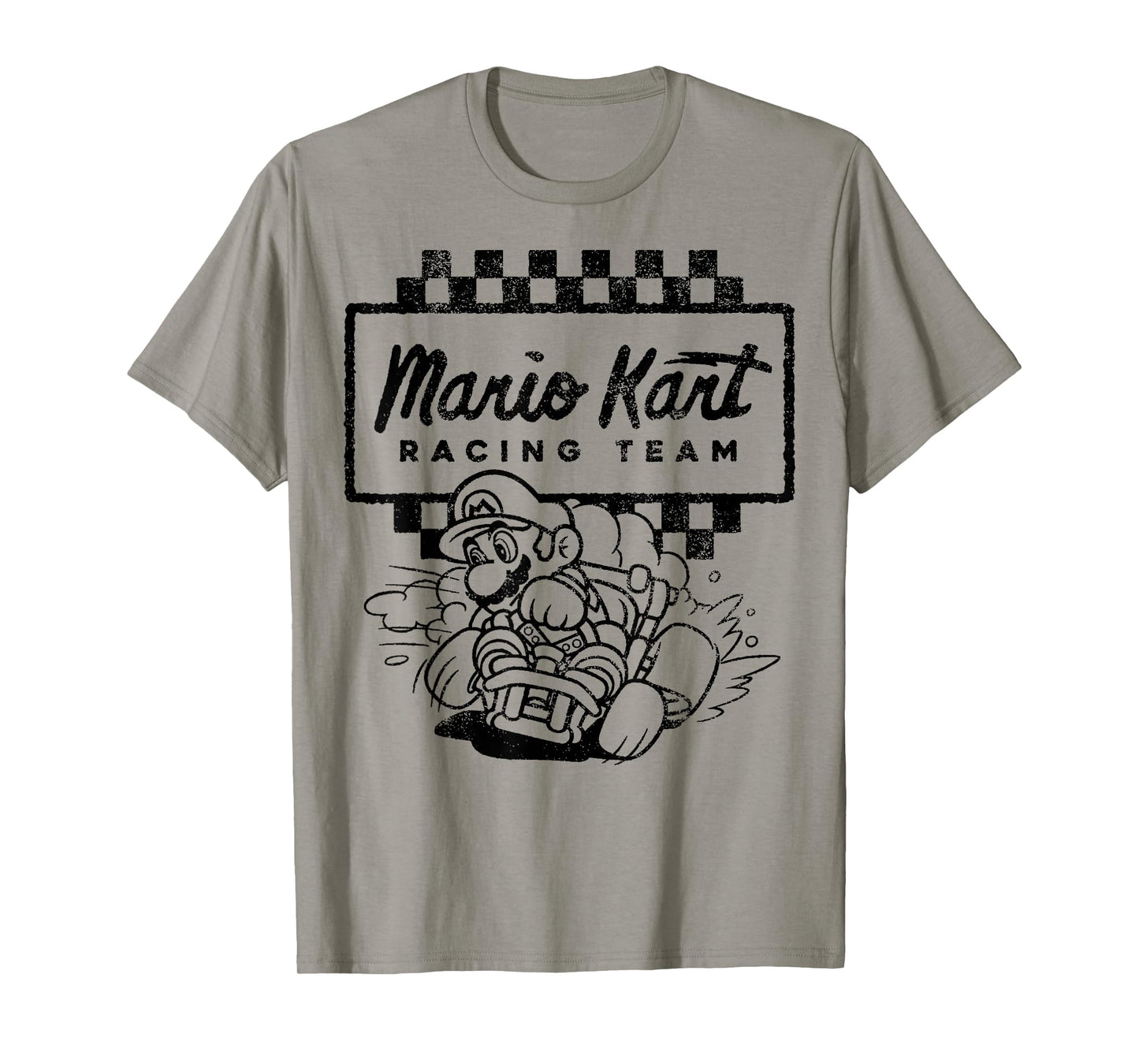 Mario Kart Racing Team Outlined Mario Drift Graphic T-Shirt T-Shirt
