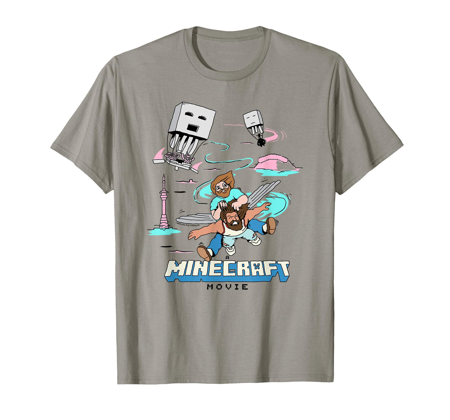 A Minecraft Movie Steve And Garret Escape Using Elytras T-Shirt