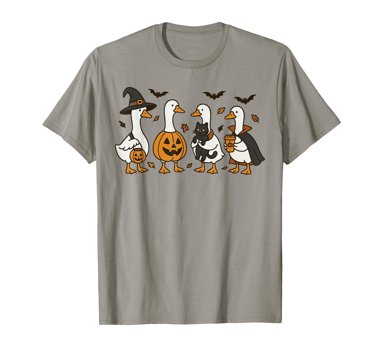 Halloween Spooky Silly Goose in Witch Pumpkin Costume T-Shirt