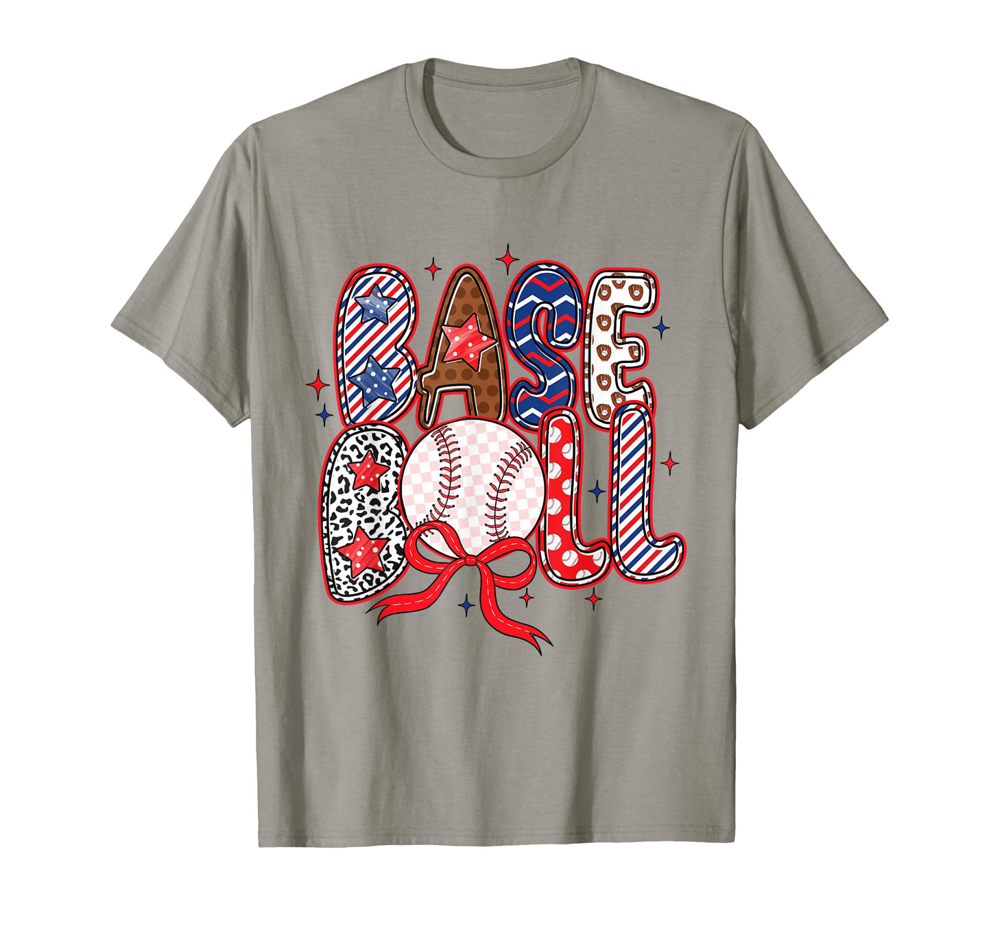 Coquette Bow Baseball Game Day Baseball Mom Mama Girls Kids T-Shirt