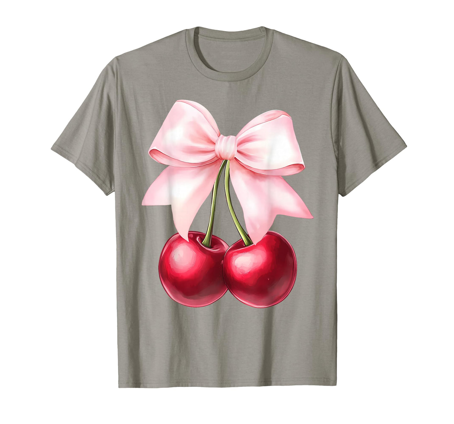 Pink Coquette Bow Cherry Birthday Cute Women Kids Girls T-Shirt
