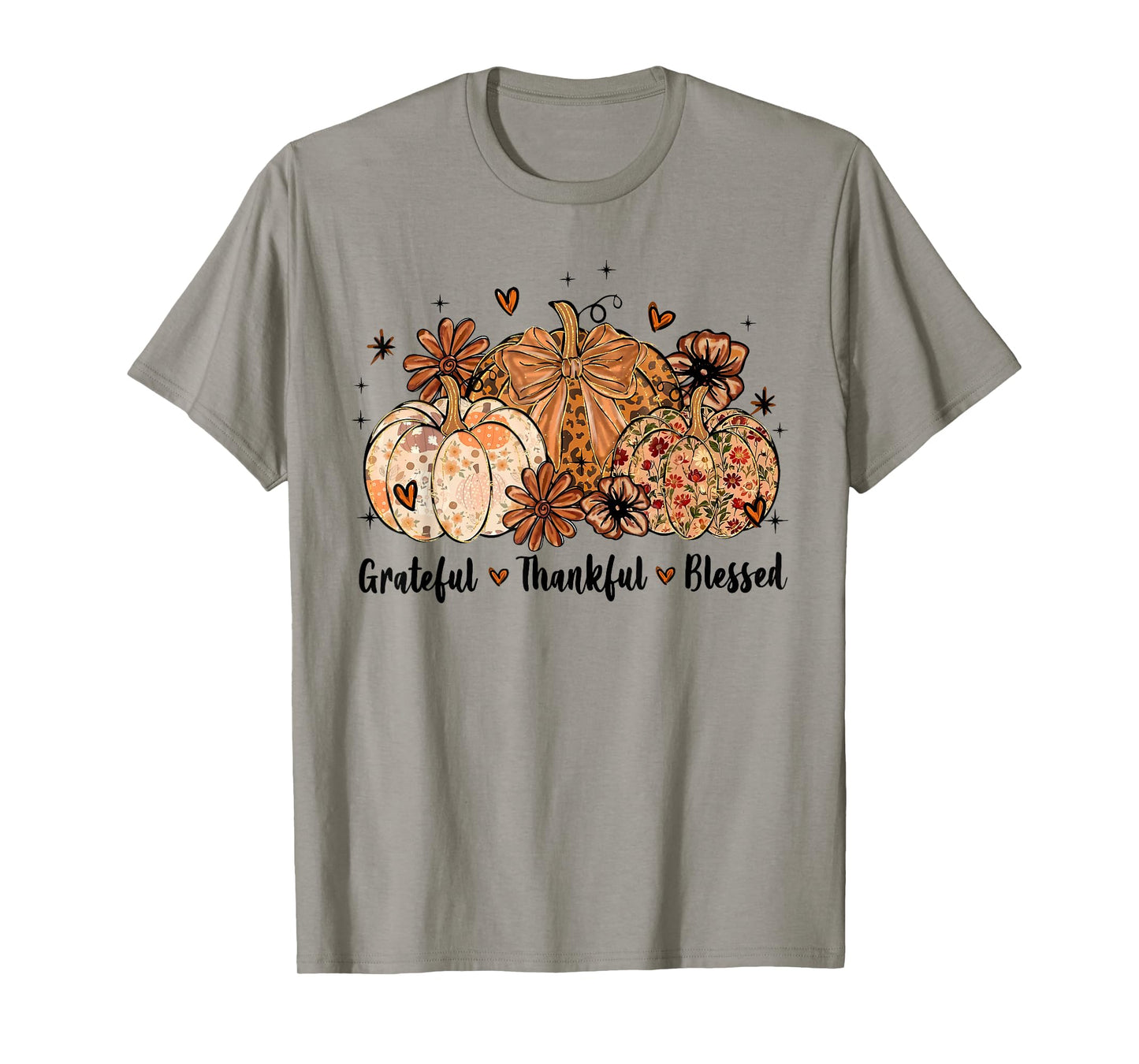 Grateful Thankful Blessed Pumpkin Thanksgiving Autumn Fall T-Shirt