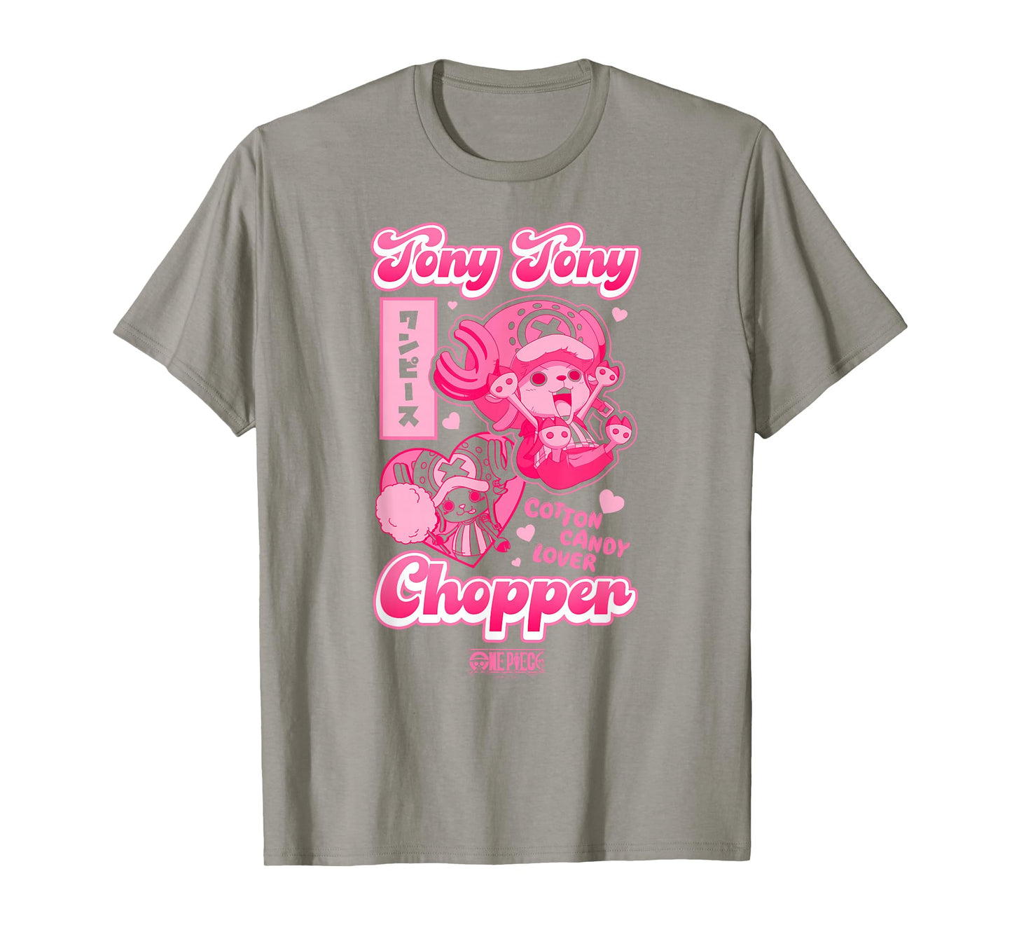 One Piece Anime Tony Tony Chopper Bright Pink Hearts T-Shirt