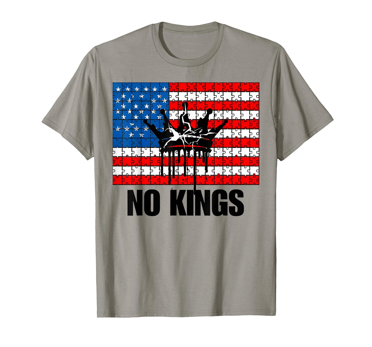 No Kings Shirt No Kings USA Flag Puzzle Piece T-Shirt