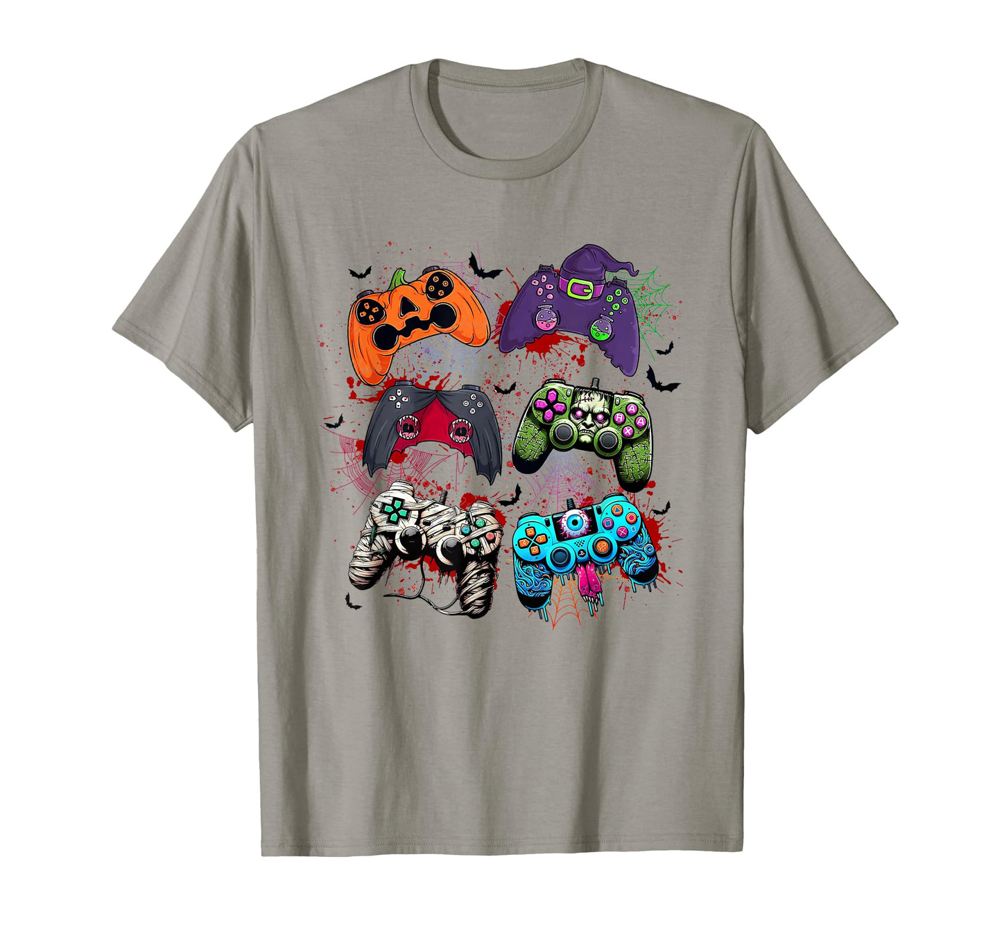 Halloween Skeleton Zombie Mummy Gaming Controllers Boys Kids T-Shirt
