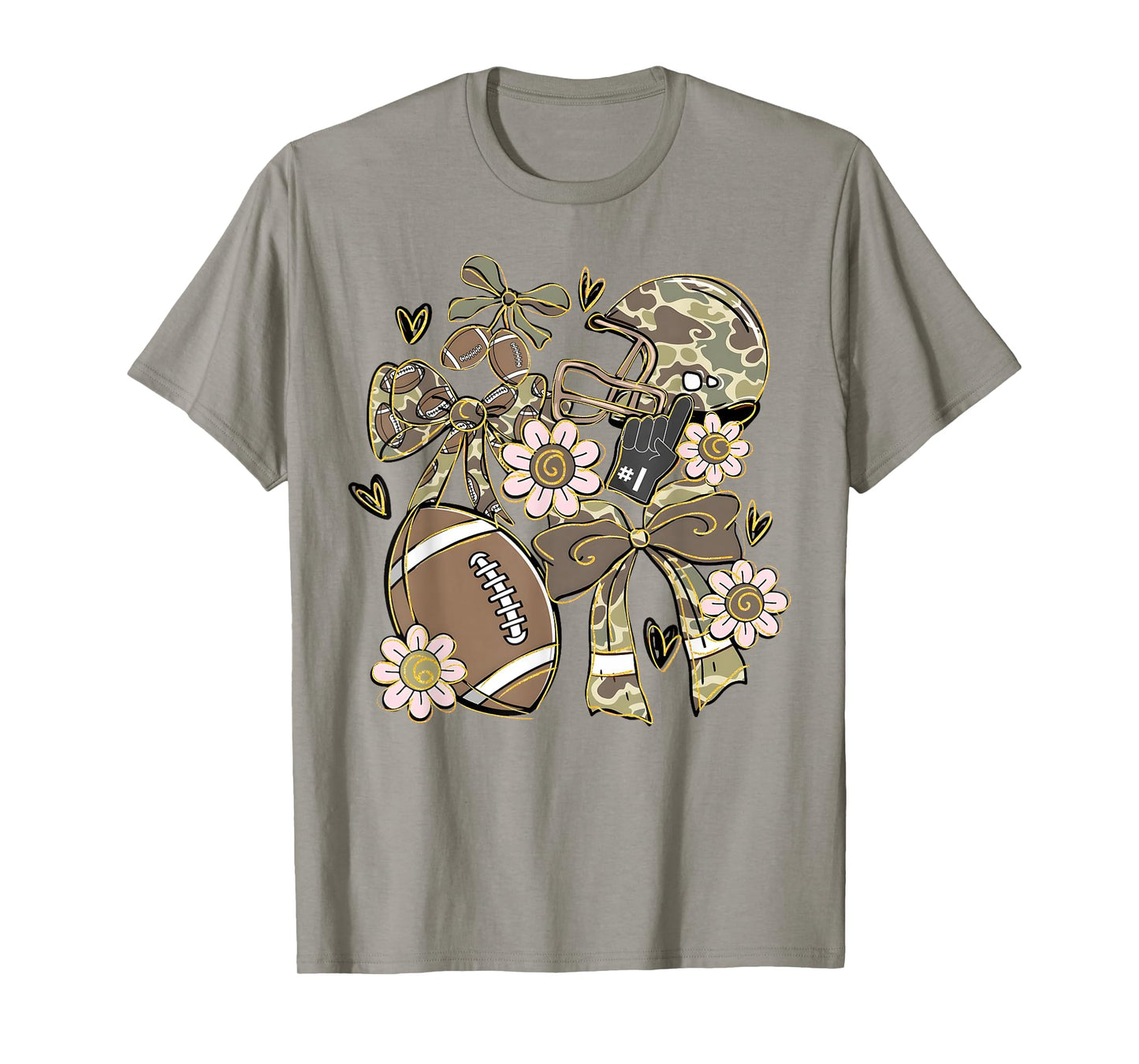 Camo Coquette Bow Football Camo Fall Autumn Girl Women T-Shirt