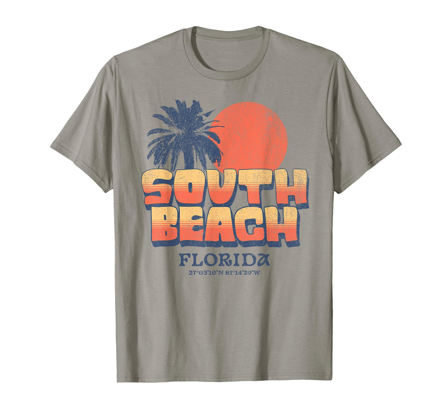 South Beach Miami Florida Retro Sunset Palm Tree Vintage T-Shirt