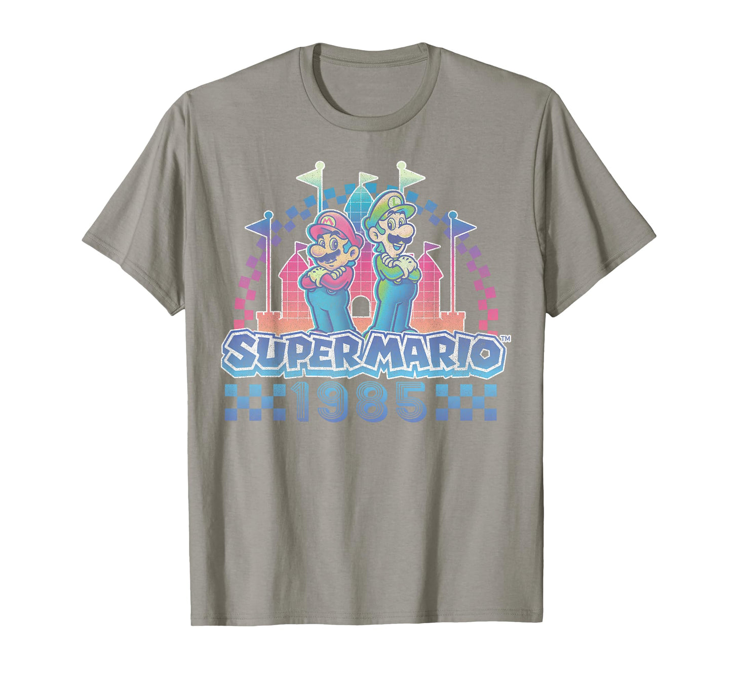 Super Mario Bros Retro Rainbow 1985 Vintage Race Track Duo T-Shirt