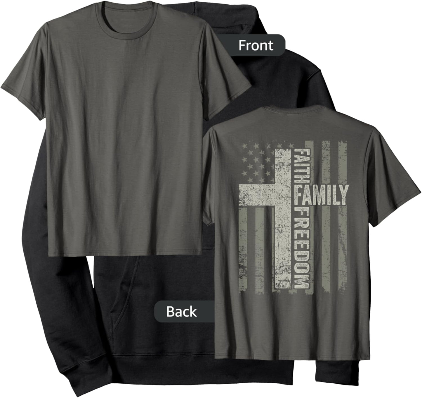 Faith Family Freedom Patriotic Christian USA Cross (ON BACK) Men Hoodie - Hoodie | Black