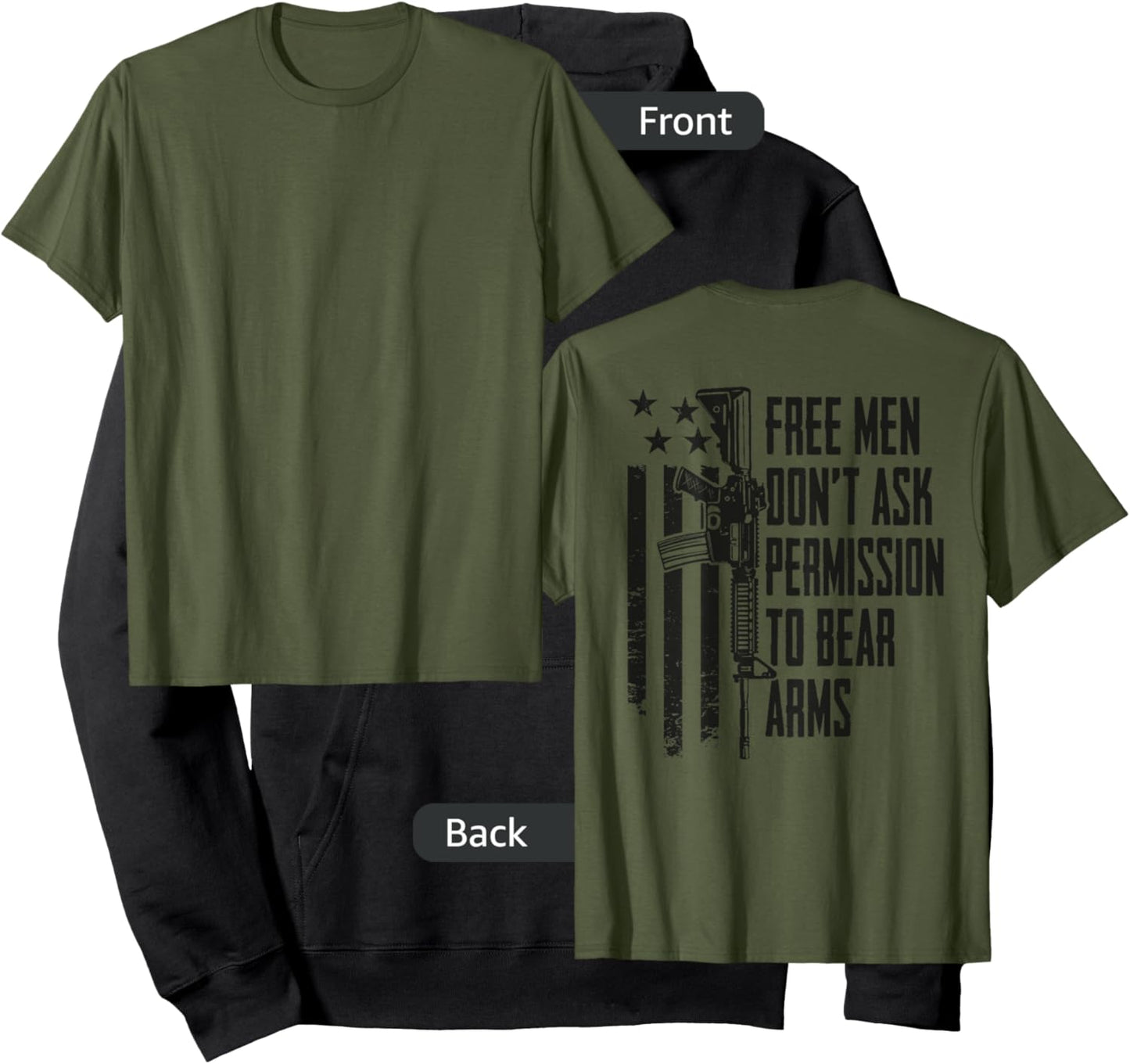 Free Men Don't Ask Permission To Bear Arms - Camo - ON BACK Hoodie - Hoodie | Black