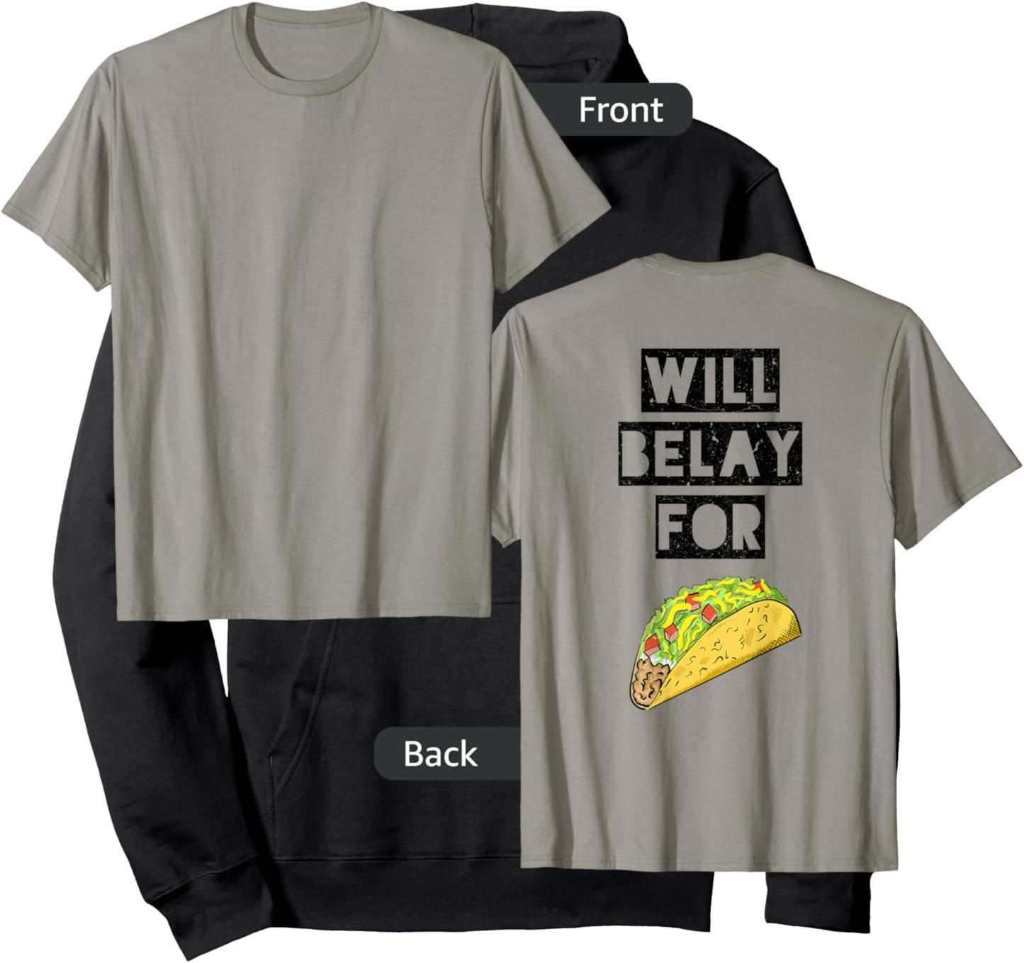 Will belay for tacos funny climbing quote Hoodie - Hoodie | Black