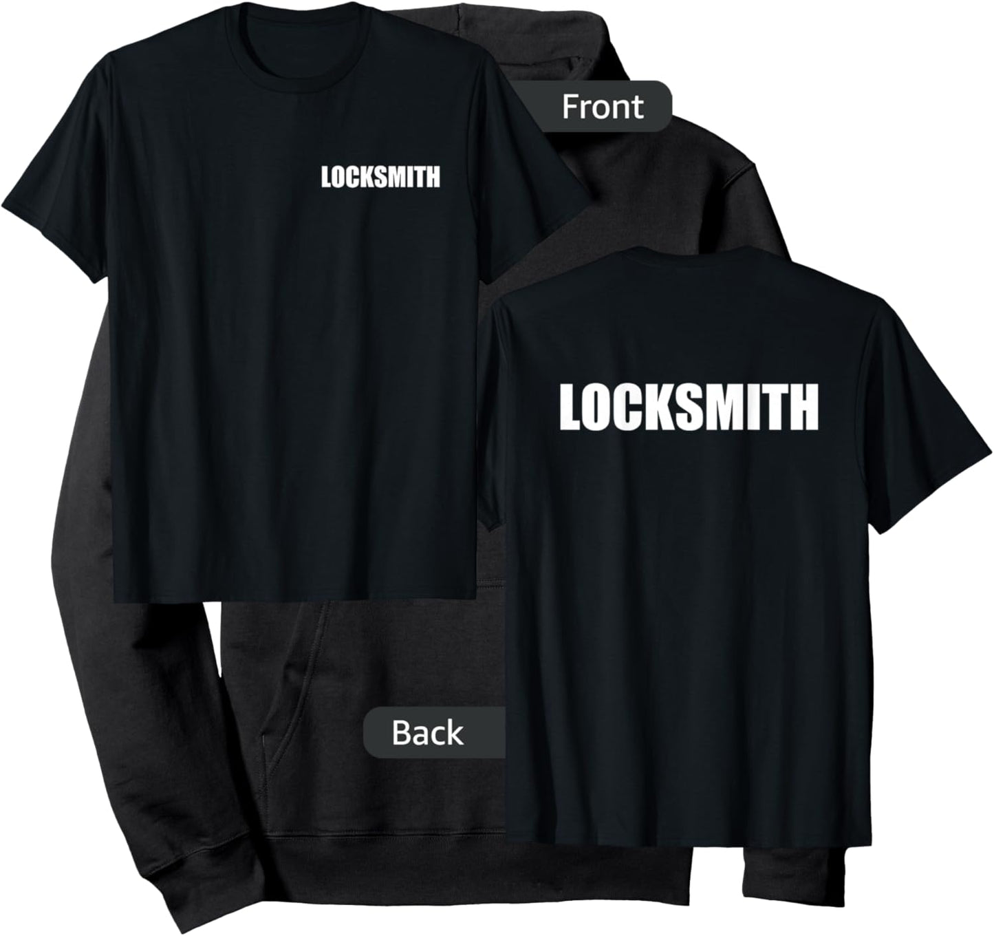 Locksmith Logo Style Front & Back Print Employees Official Hoodie - Hoodie | Black