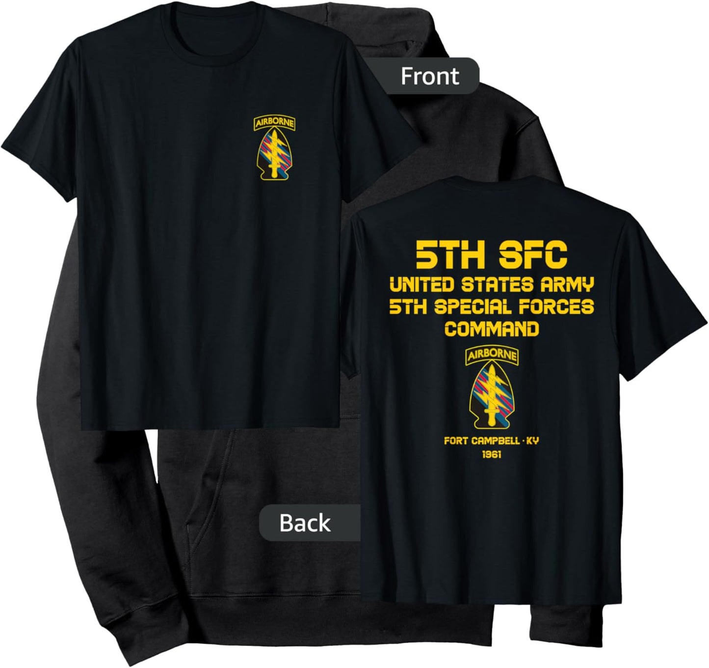 US Army 5th Special Forces Command Airborne USA Paratrooper Hoodie - Hoodie | Black