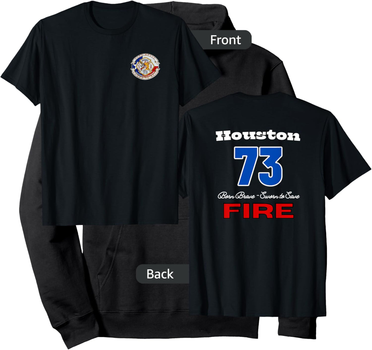 Houston Fire Station 73 Bold Letters With Block Numbers Hoodie - Hoodie | Black