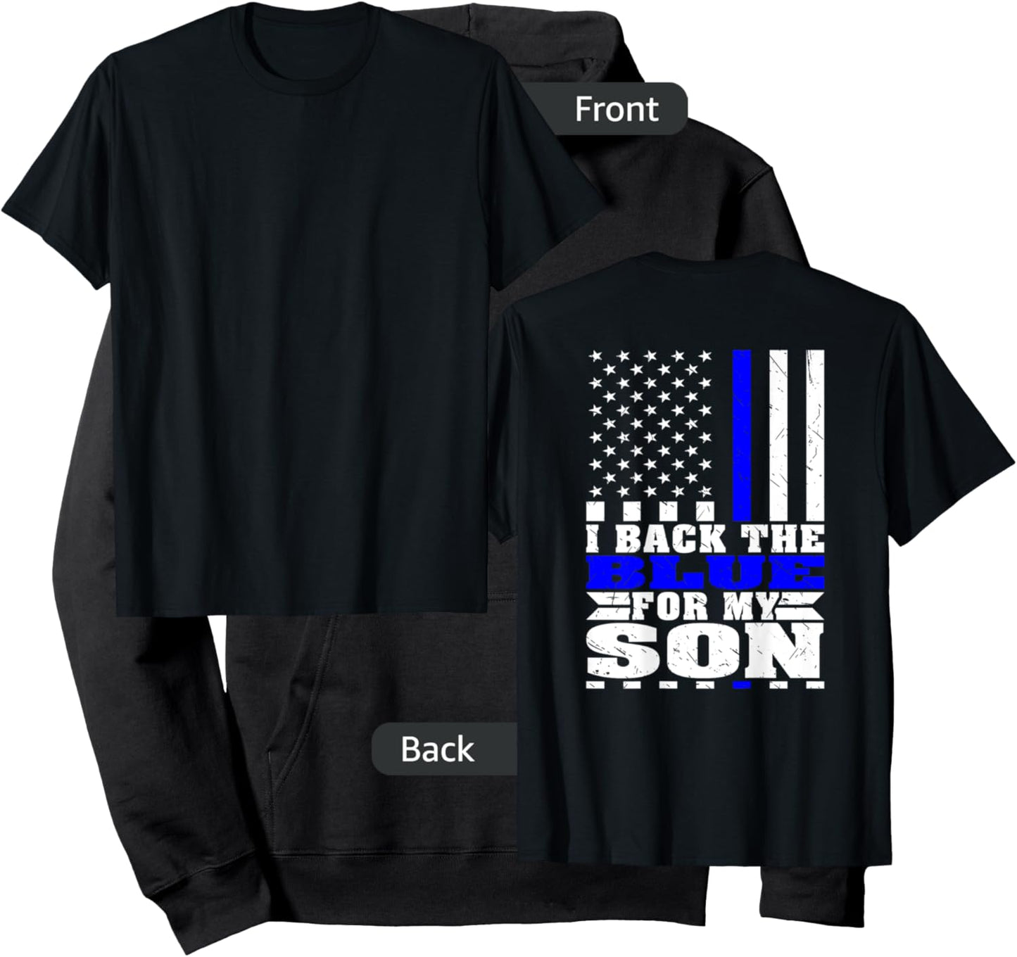 I Back The Blue For My Son Proud Police Mom Dad Cop's Parent Hoodie - Hoodie | Black