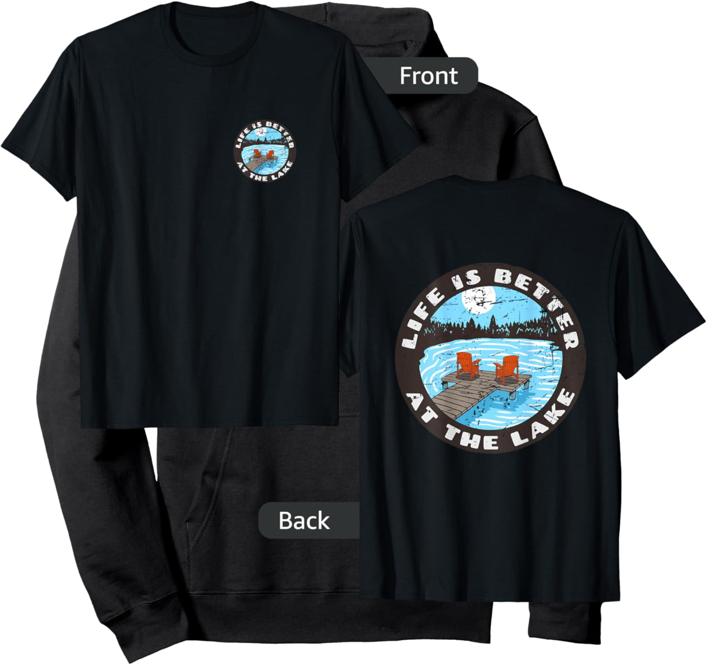 (2 Sided Print) Life is Better at The Lake Hoodie - Hoodie | Black