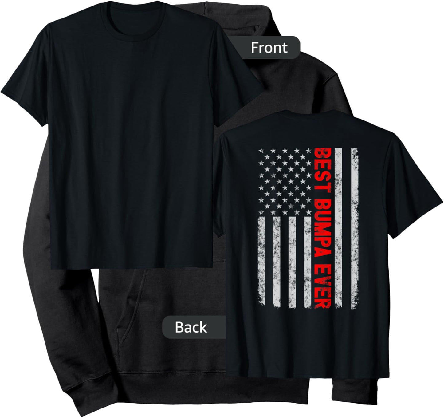 Best Bumpa Ever Fathers Day Vintage Patriotic American Flag Hoodie - Hoodie | Black