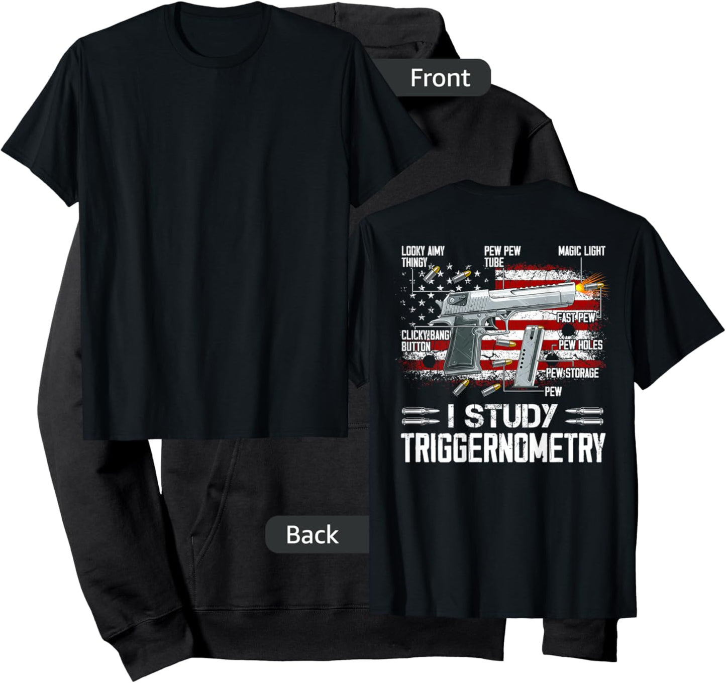 I Study Triggernometry Pro Guns Trigonometry Math on back Hoodie - Hoodie | Black