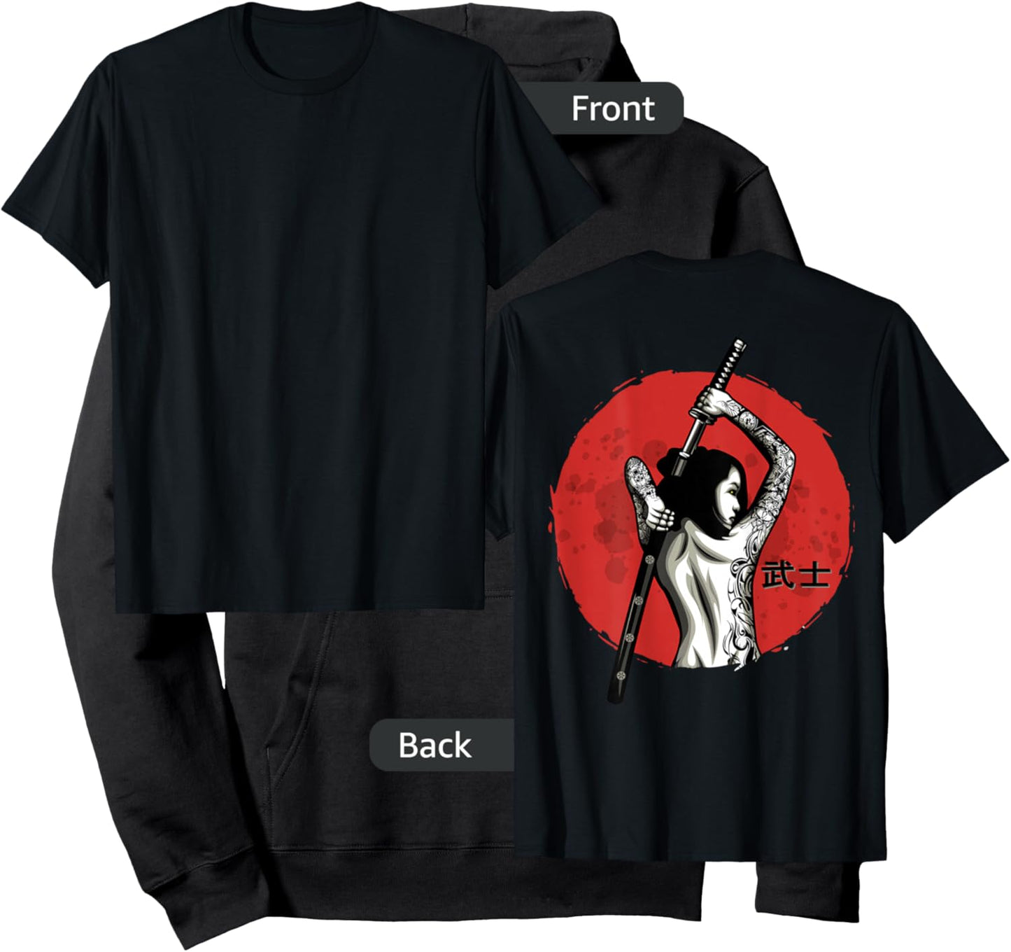Japanese Warrior - Sexy Samurai - Female Samurai (on back) Hoodie - Hoodie | Black
