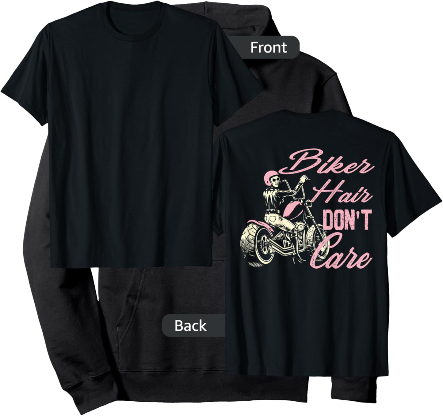 Bike Hair Don't Care Bike Lovers Women Motorcycle On Back Hoodie - Hoodie | Black