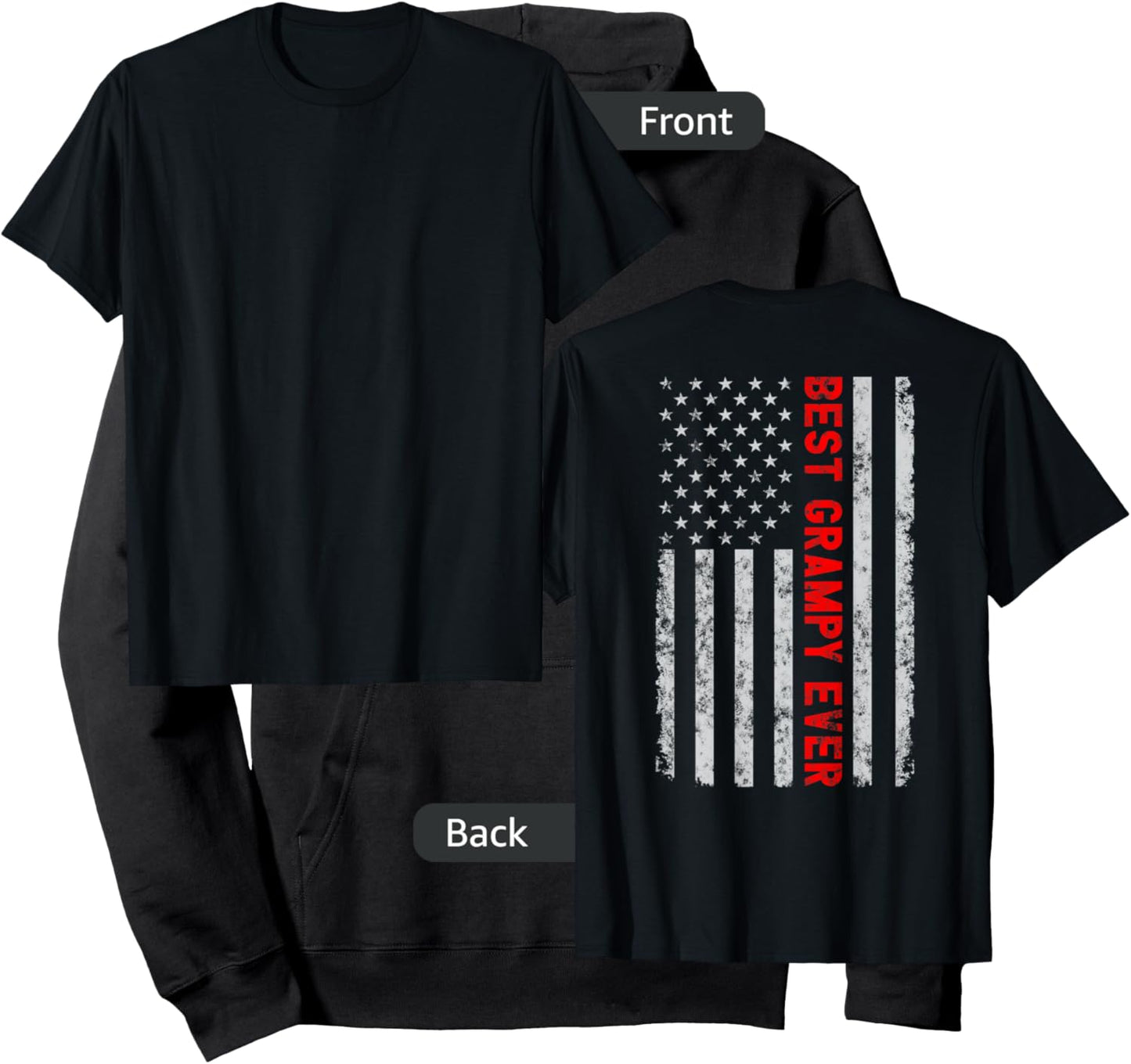 Best Grampy Ever Fathers Day Vintage Patriotic American Flag Women Men Hoodie - Hoodie | Black