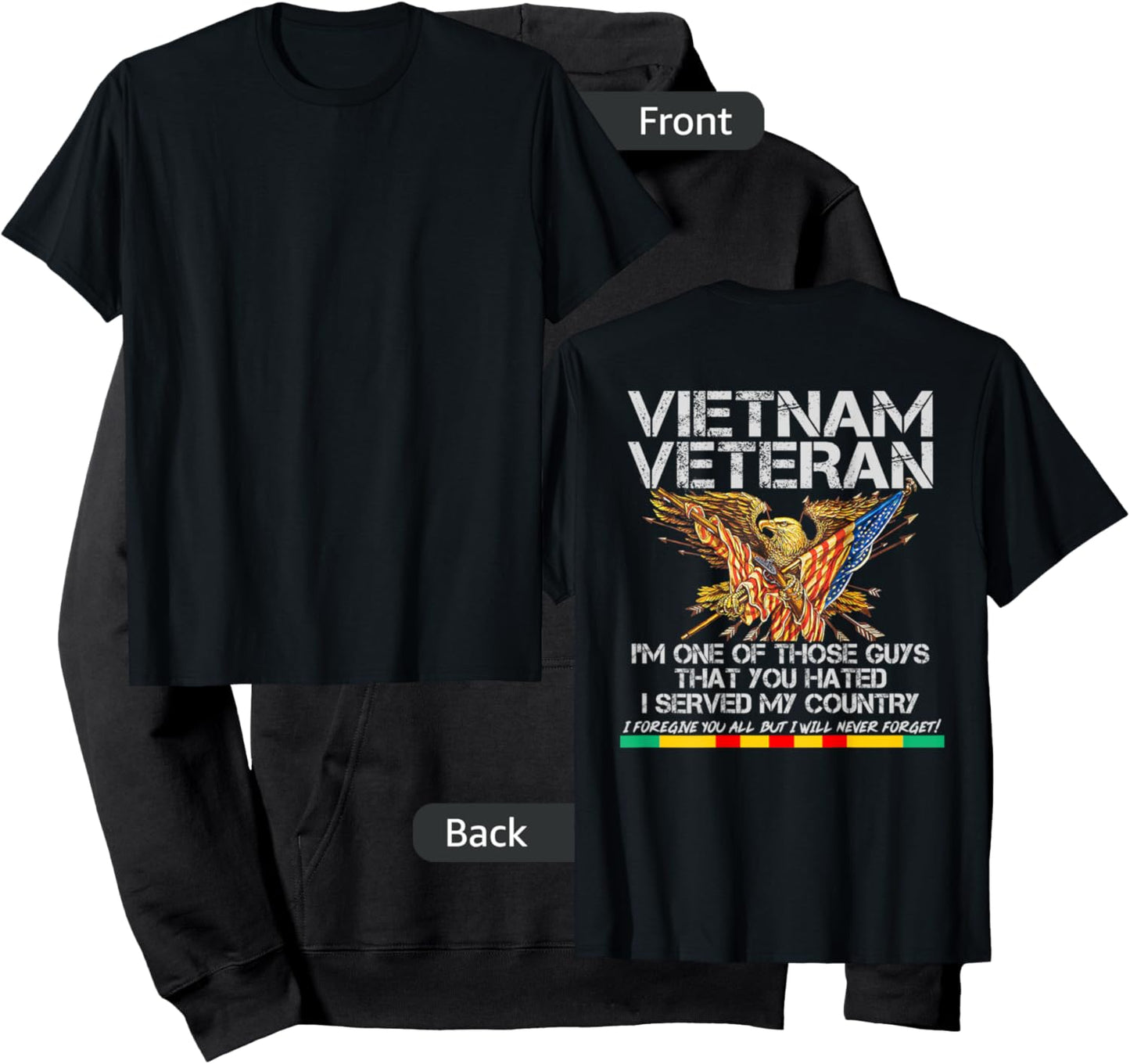 Vietnam Veteran T shirt, Veteran Dad, Grandpa Design on Back Hoodie - Hoodie | Black