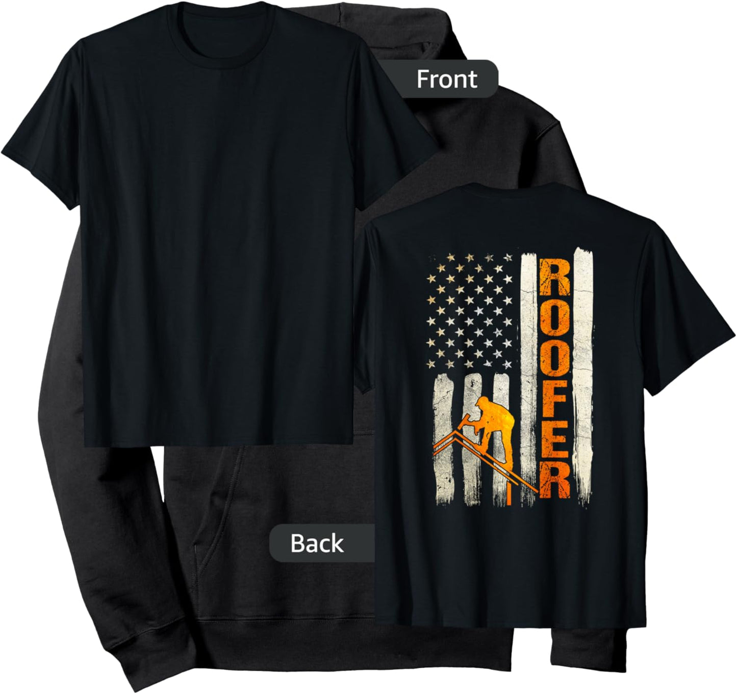 Roofer Gifts Roofing Design On Back of Clothing Hoodie - Hoodie | Black