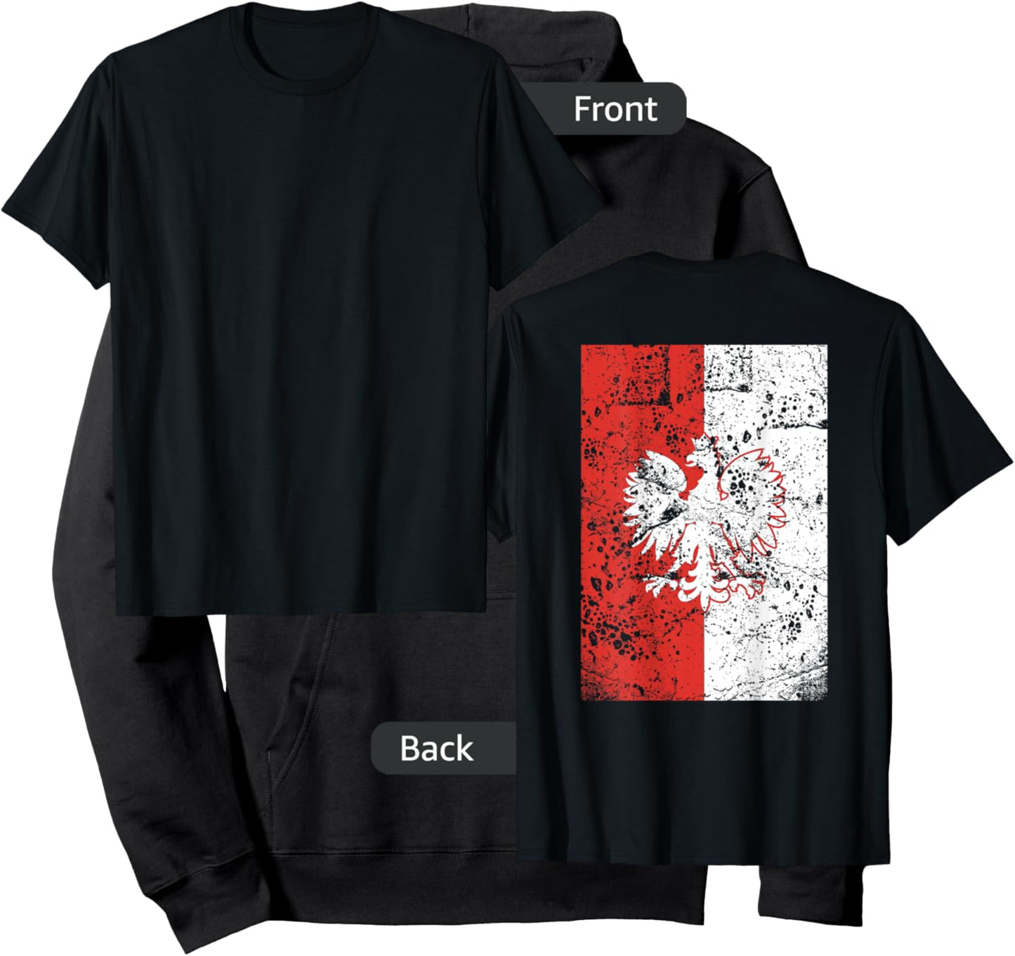 Poland Flag Vintage Big Polska Eagle Polish Pride Country Hoodie - Hoodie | Black