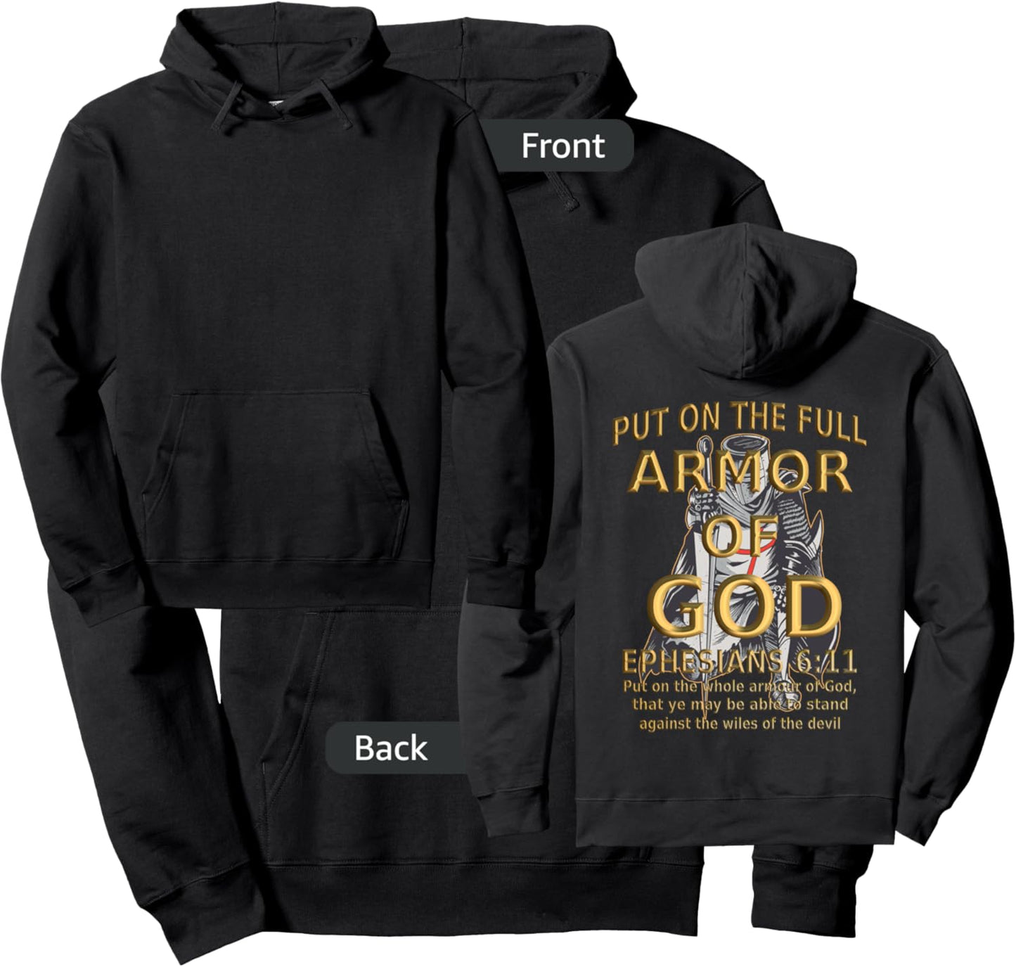 Faith Jesus Religious Ephesians 6 11 Put Full Armor of God Hoodie - Hoodie | Black