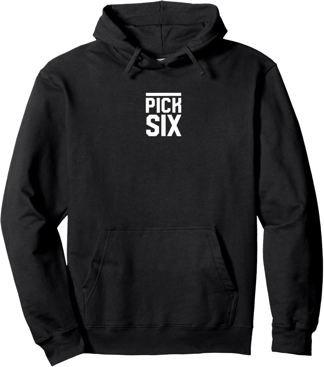 Pick Six Font small center Hoodie - Hoodie | Black