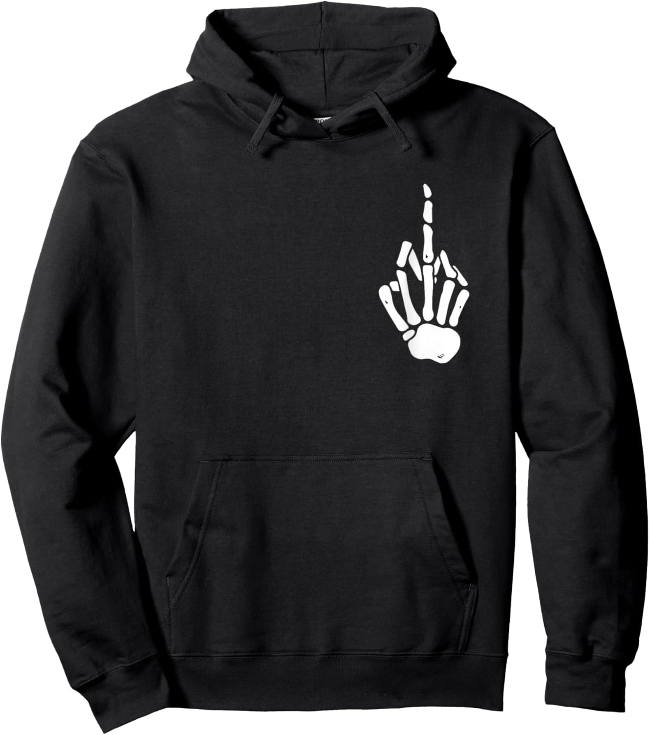Skeleton Hand Middle Finger Pocket Skeleton Bones Fuck Off Hoodie - Hoodie | Black