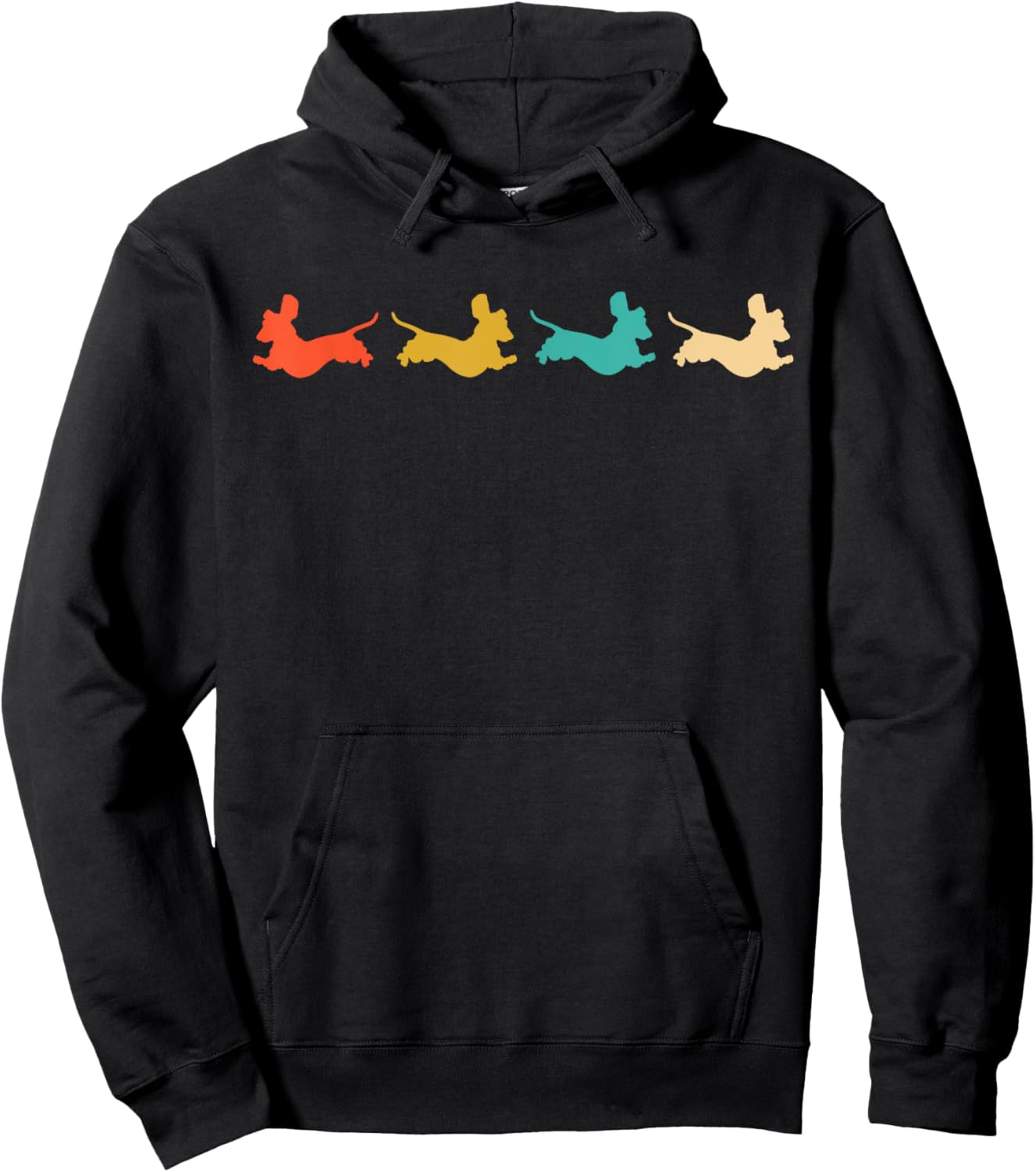 Dachshund Dachshund Dog Silhouette Retro Gift Dog Lovers Men Women Girls Kids Hoodie - Hoodie | Black