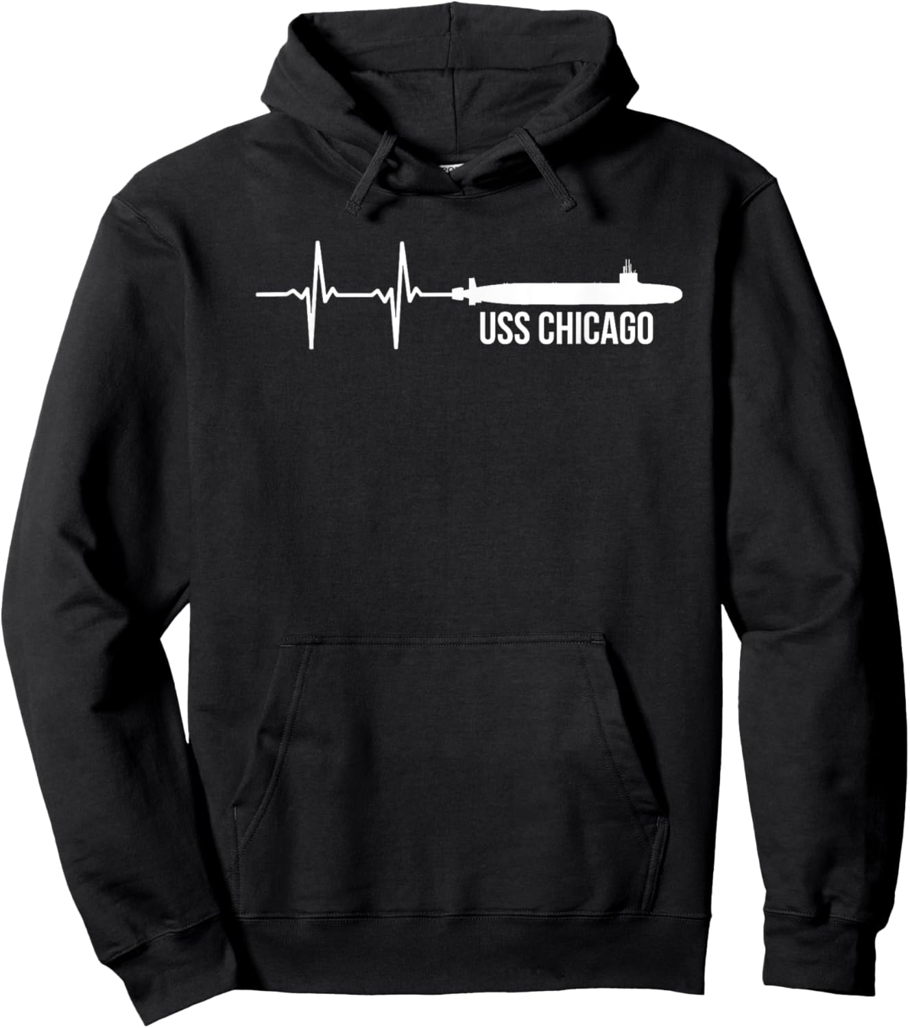 American Flag USS Chicago SSN-721 Submarine Hoodie - Hoodie | Black