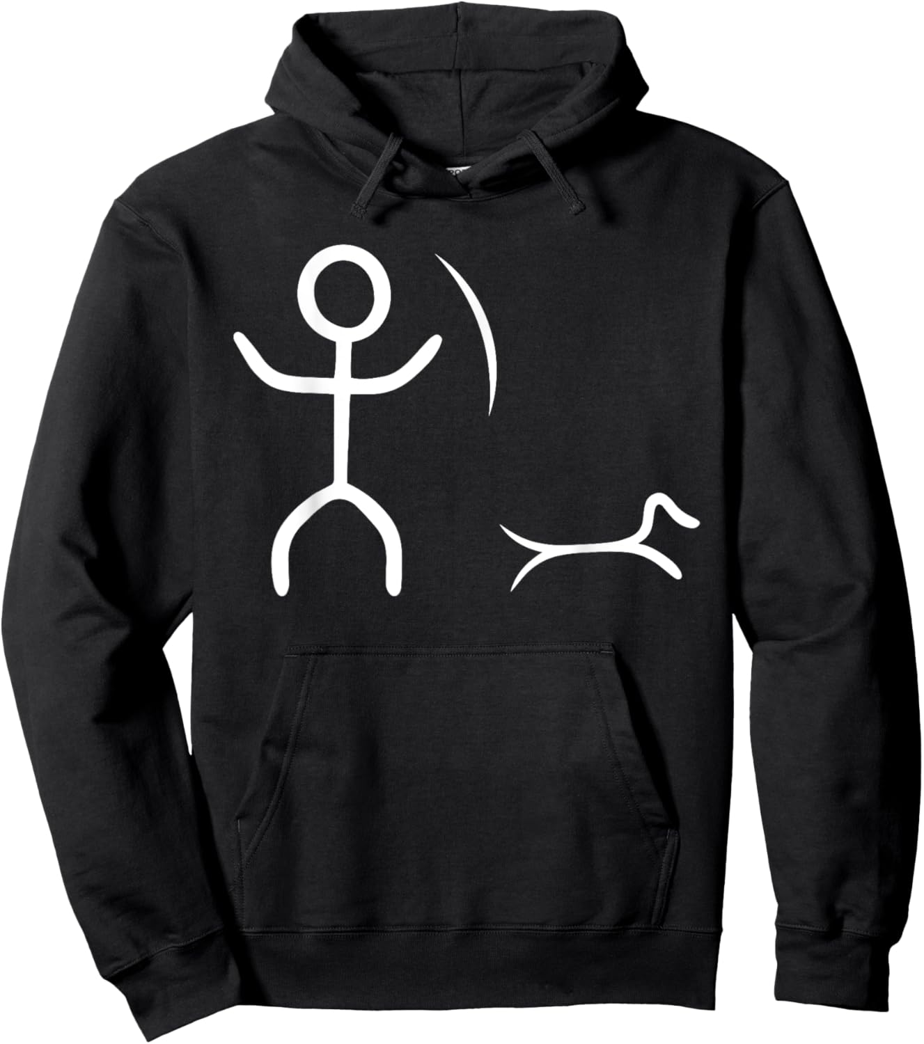 Stick-Man Fathers Day Hunter Outdoor Hunting Figure Dog Hoodie - Hoodie | Black