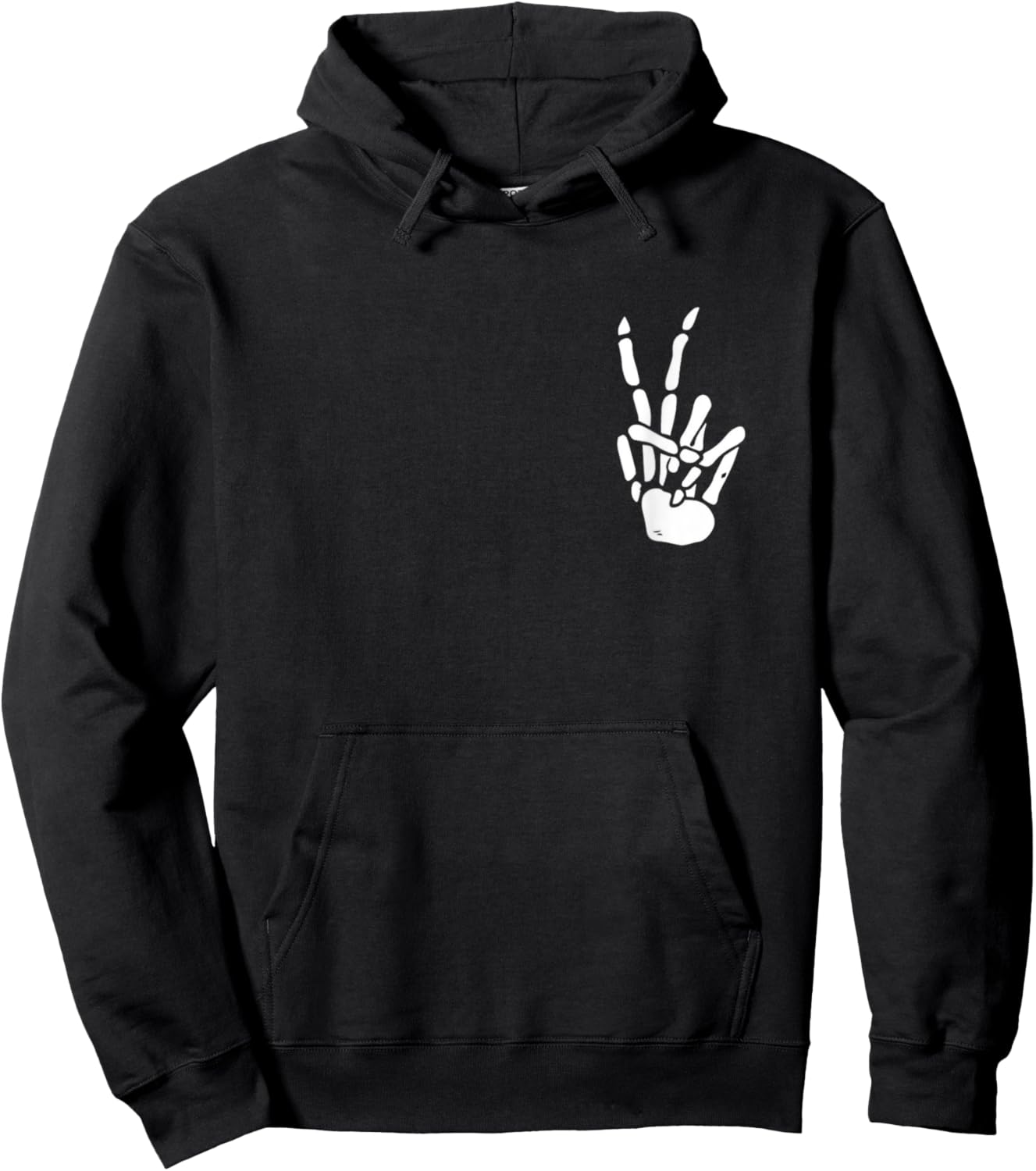 Skeleton Hand Peace Sign Pocket Skeleton Bones Peace Sign Hoodie - Hoodie | Black