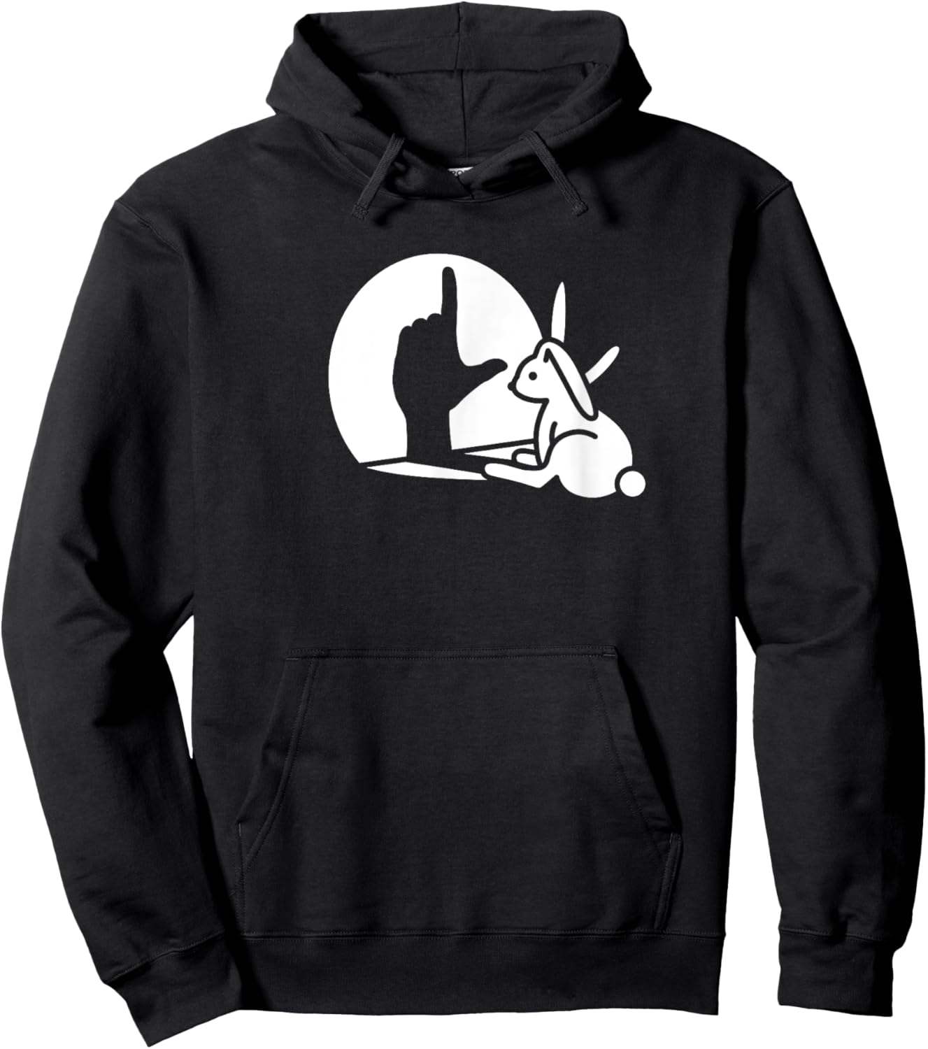 Loser funny Rabbit shadow hand sign language bunny humor Hoodie - Hoodie | Black