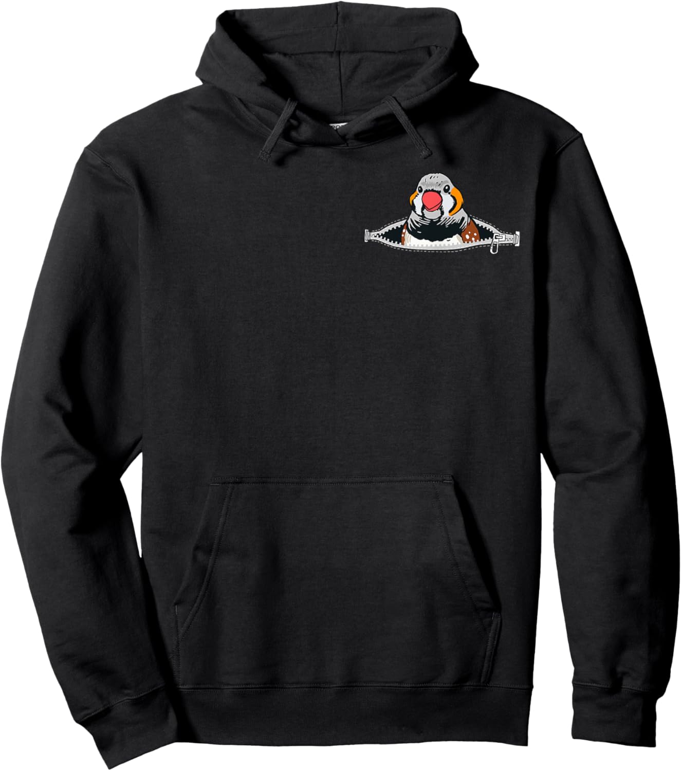Zebrafink in Pocket Ornamental Birds Chest Pocket Birds Zebra Finches Hoodie - Hoodie | Black