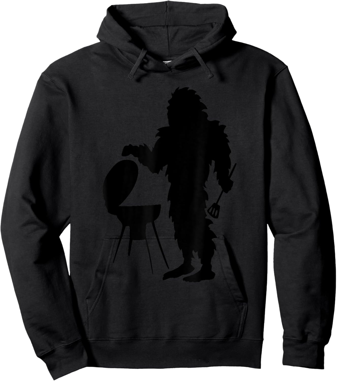 Bigfoot Cooking Outdoors Camping Hiking Sasquatch Silhouette Hoodie - Hoodie | Black