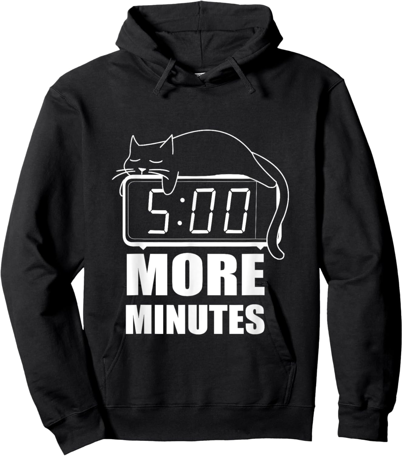 5 More Minutes Cute Sleeping Cat Men Women Hoodie - Hoodie | Black