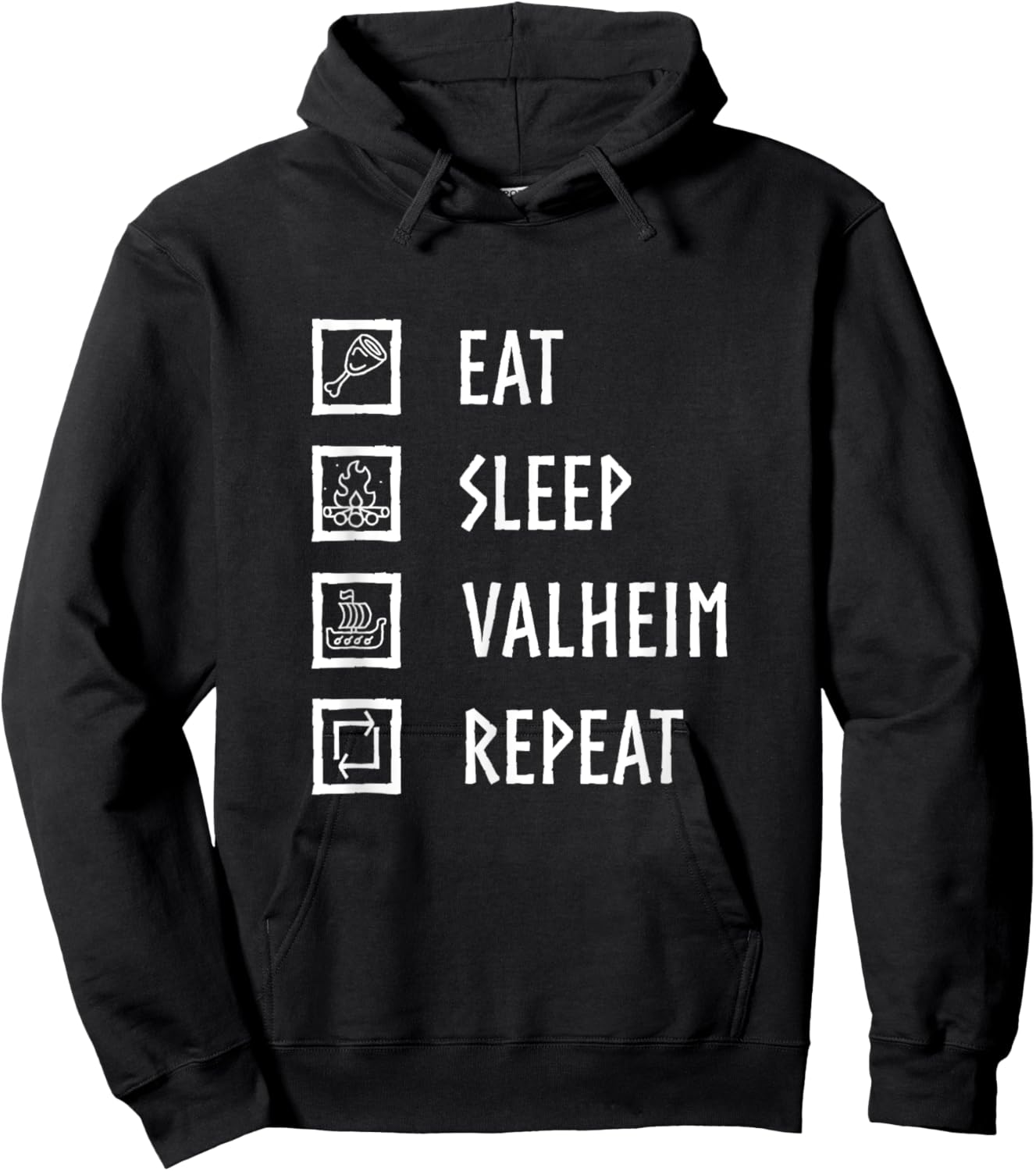 ZipTogs Eat,Sleep,Valheim,Repeat! -Adults Kids Black Short Sleeve Classic Fit Hoodie - Hoodie | Black