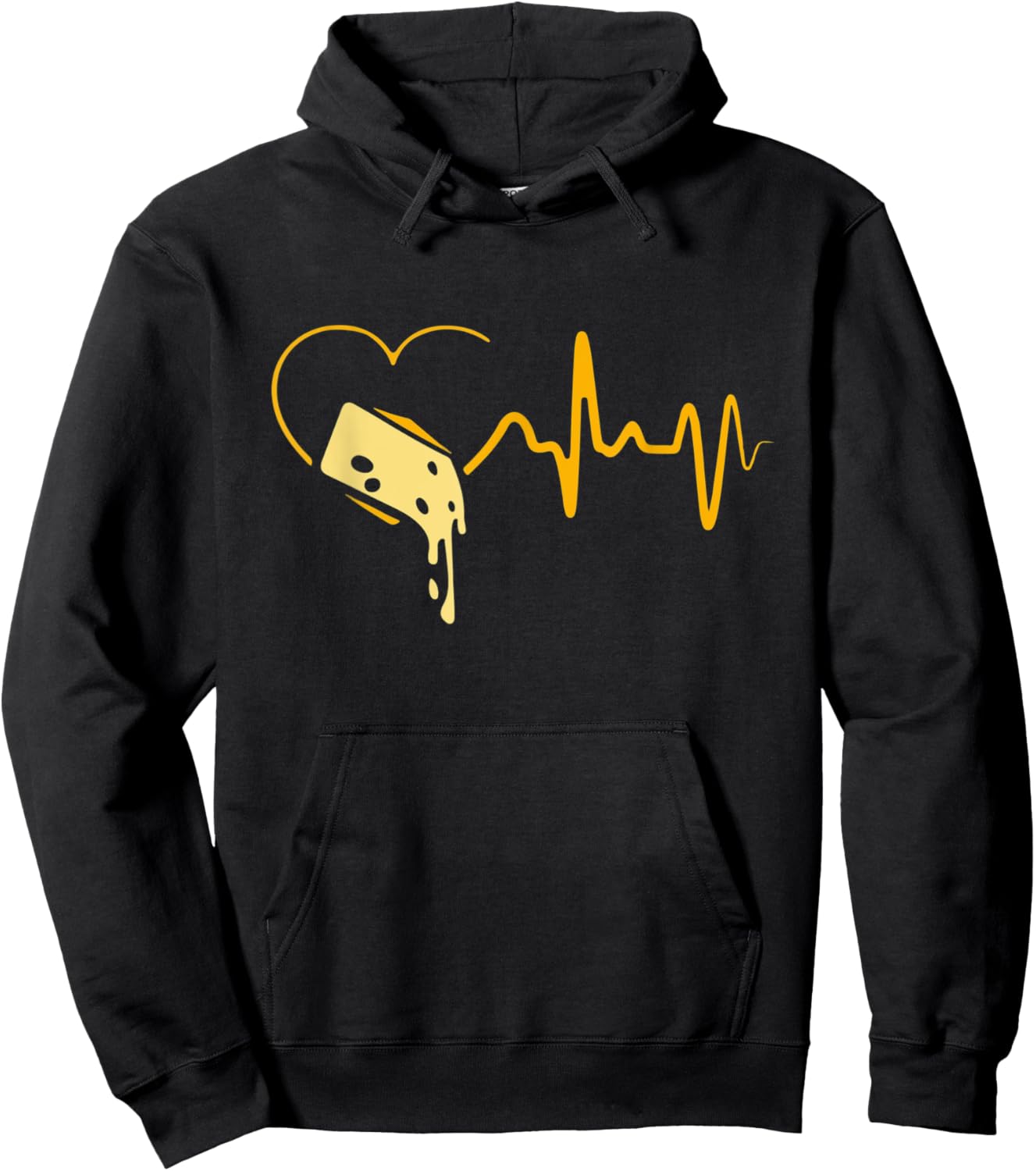 Funny Cheese Art Women Kids Cheese Lovers Heartbeat Hoodie - Hoodie | Black