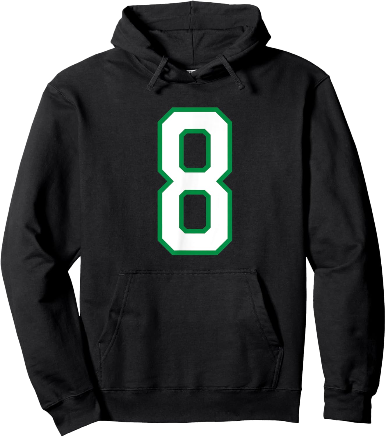 Number #8 White Green Varsity Number Hoodie - Hoodie | Black