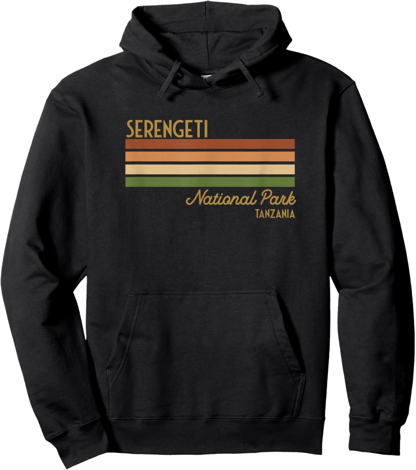 SERENGETI Africa National Parks Shirts & Souvenirs Men's Adults Short Sleeve Black Cotton 65% Polyester 35% Small Classic Fit Modern Casual National Vacation Hoodie - Hoodie | Black