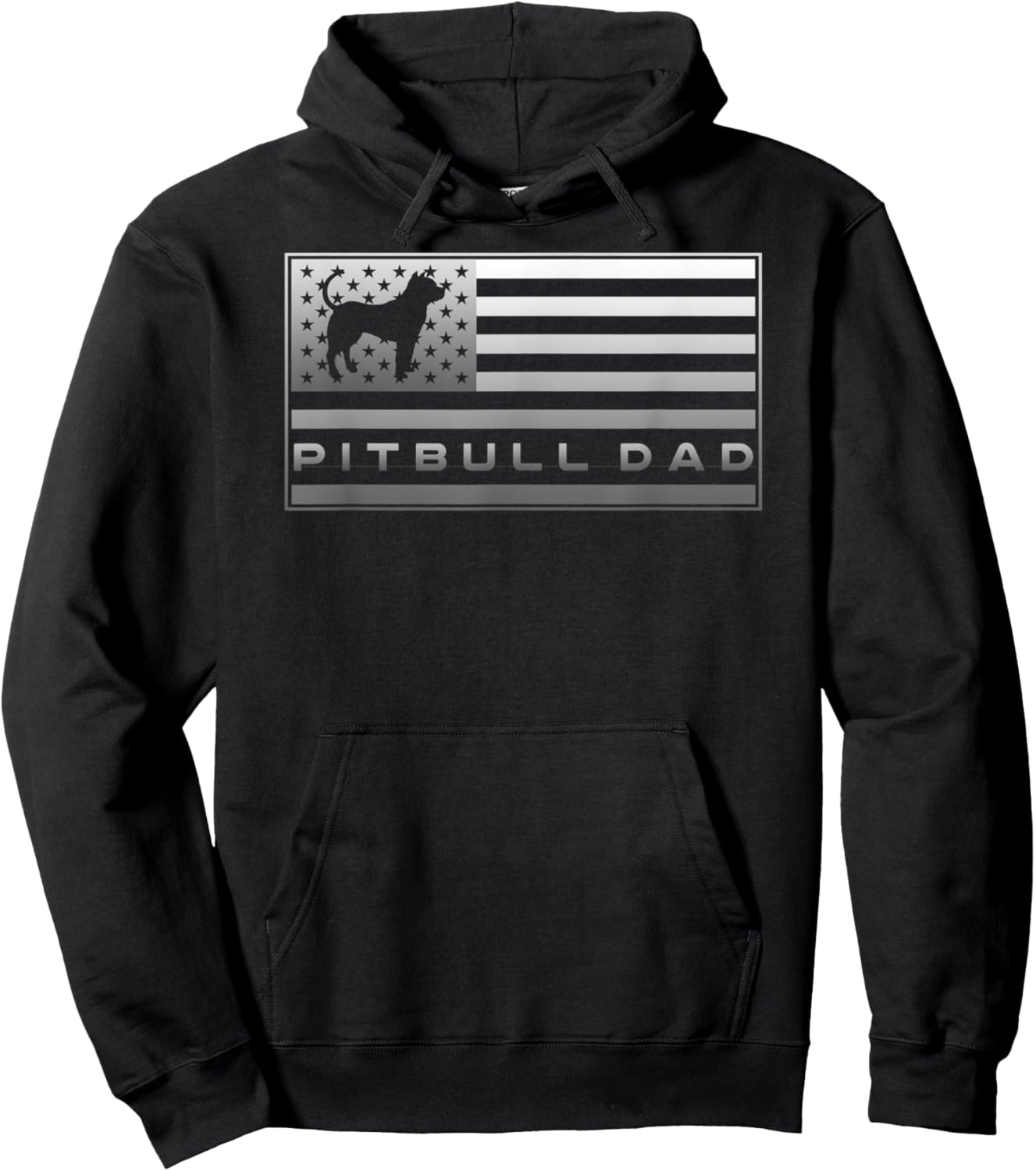 Vintage USA American Flag Proud Pitbull Dog Dad Silhouette Women Kids Men Hoodie - Hoodie | Black