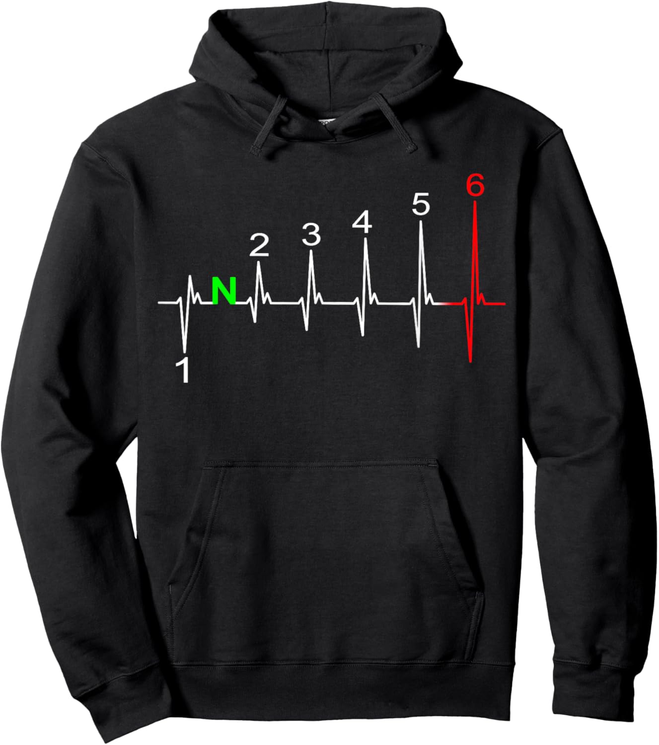 Motorcycle Heartbeat ECG Heart Rate Gear Shifter 1-6 Gears Hoodie - Hoodie | Black