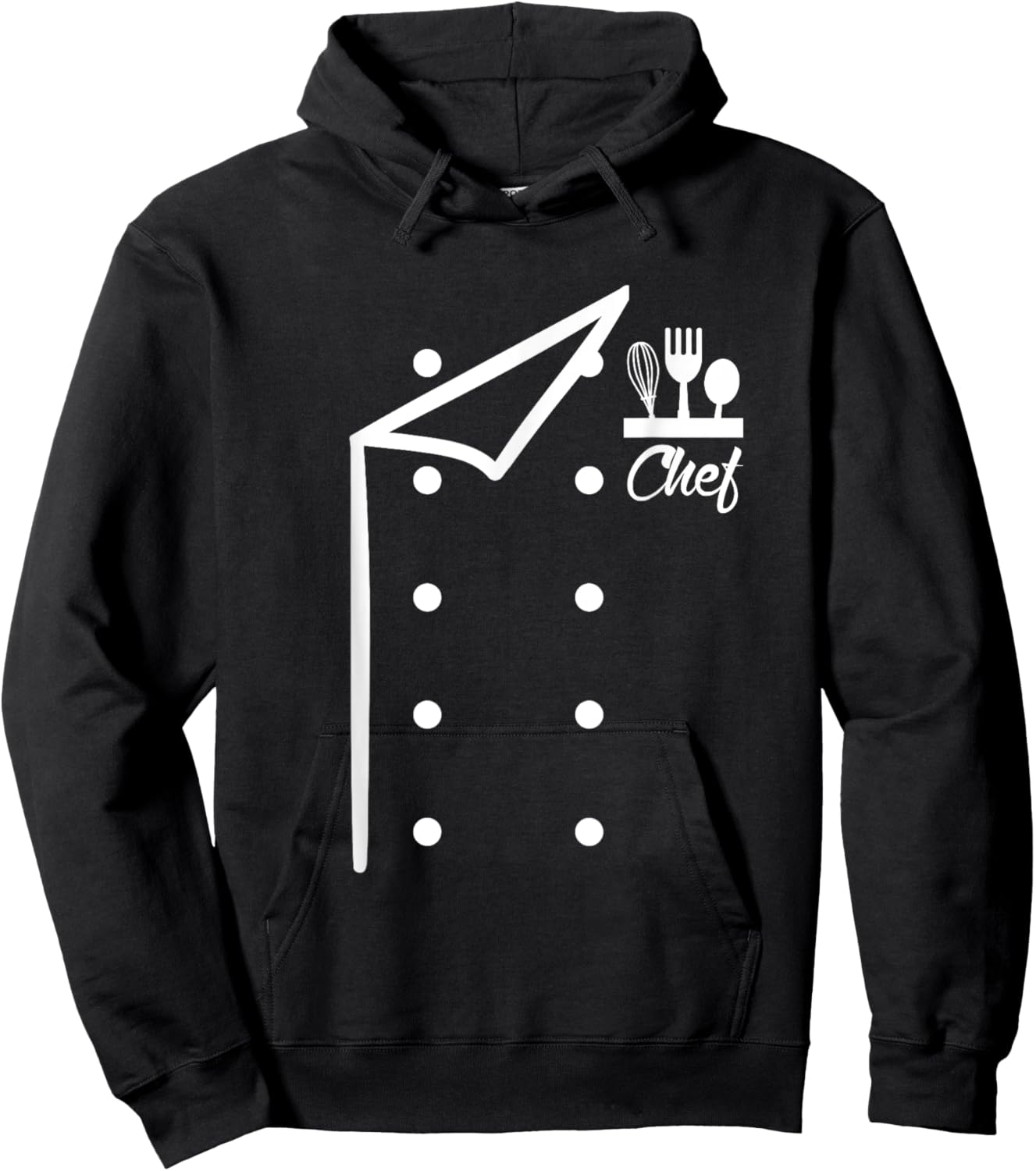 Chef Uniform Jacket Faux Cook for Cooking Funny Costume Hoodie - Hoodie | Black
