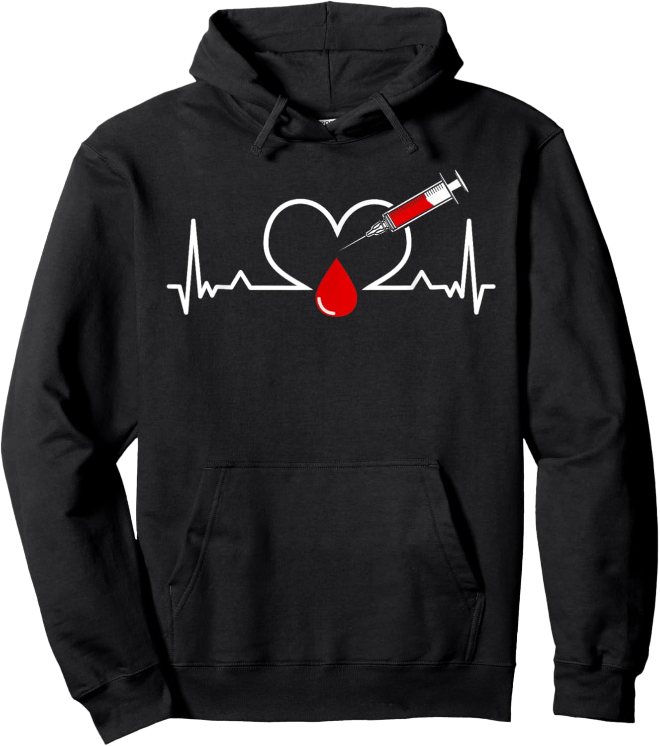 Phlebotomist Heartbeat Phlebotomy Syringe Needle Blood Hoodie - Hoodie | Black