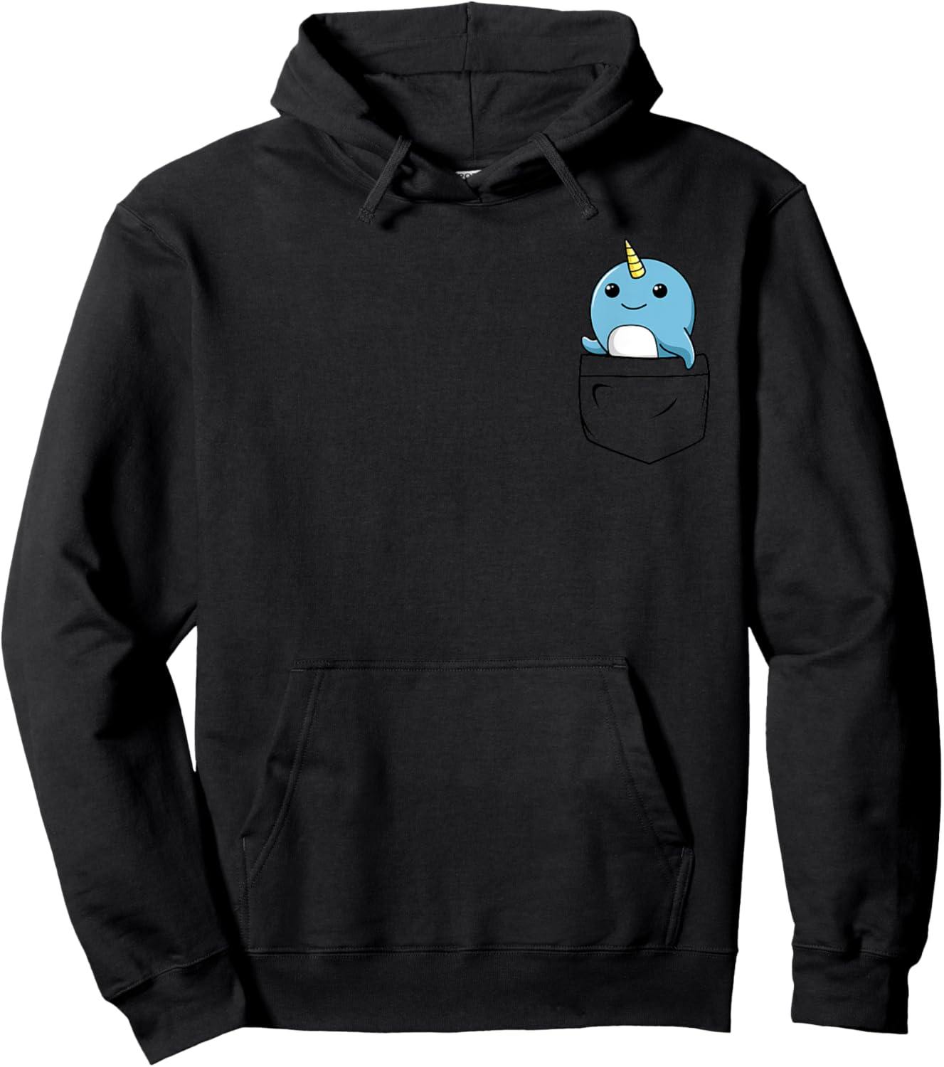 Narwhal Pocket | Unicorn of the Sea Funny Animal Hoodie - Hoodie | Black