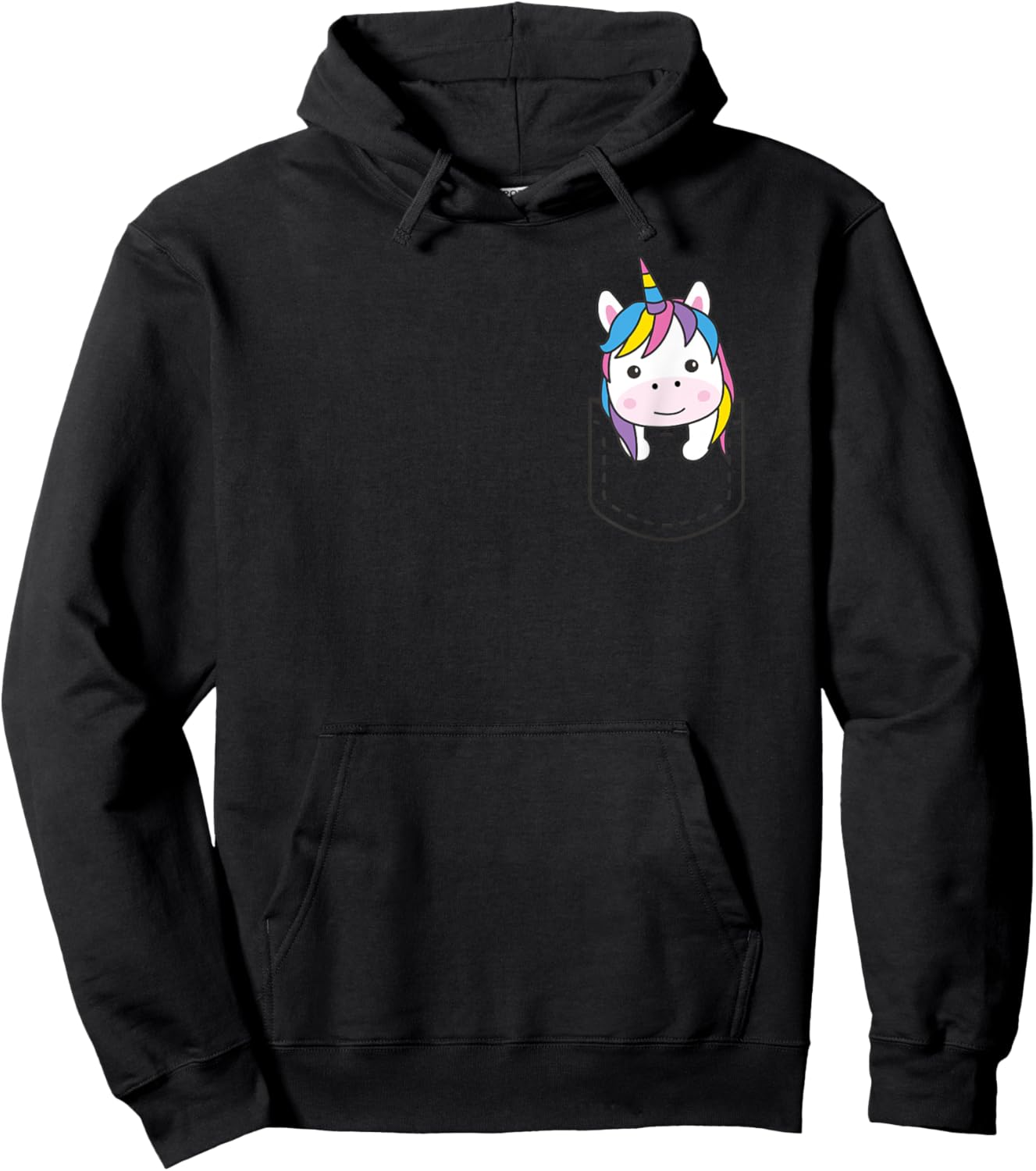 Unicorn In Pocket Funny Unicorn In Chest Pocket Unicorn Hoodie - Hoodie | Black
