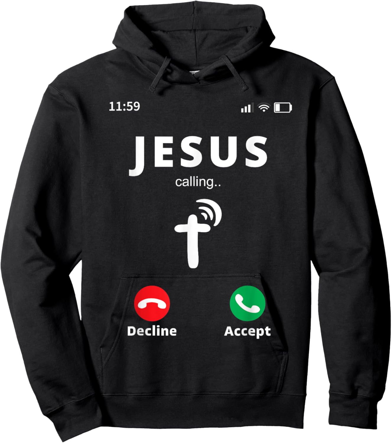 Jesus is Calling at 11:59pm | Christian Church Men and Women Hoodie - Hoodie | Black